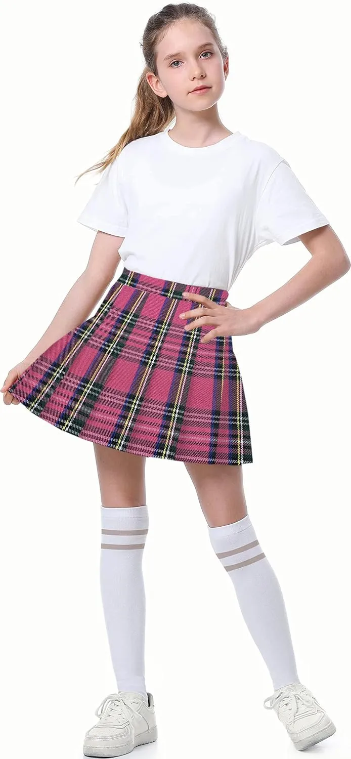 Joe Wenko Girls Women's Pleated Skirt, High Waist School Uniform A-Line Short Skirt