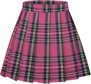 Joe Wenko Girls Women's Pleated Skirt, High Waist School Uniform A-Line Short Skirt