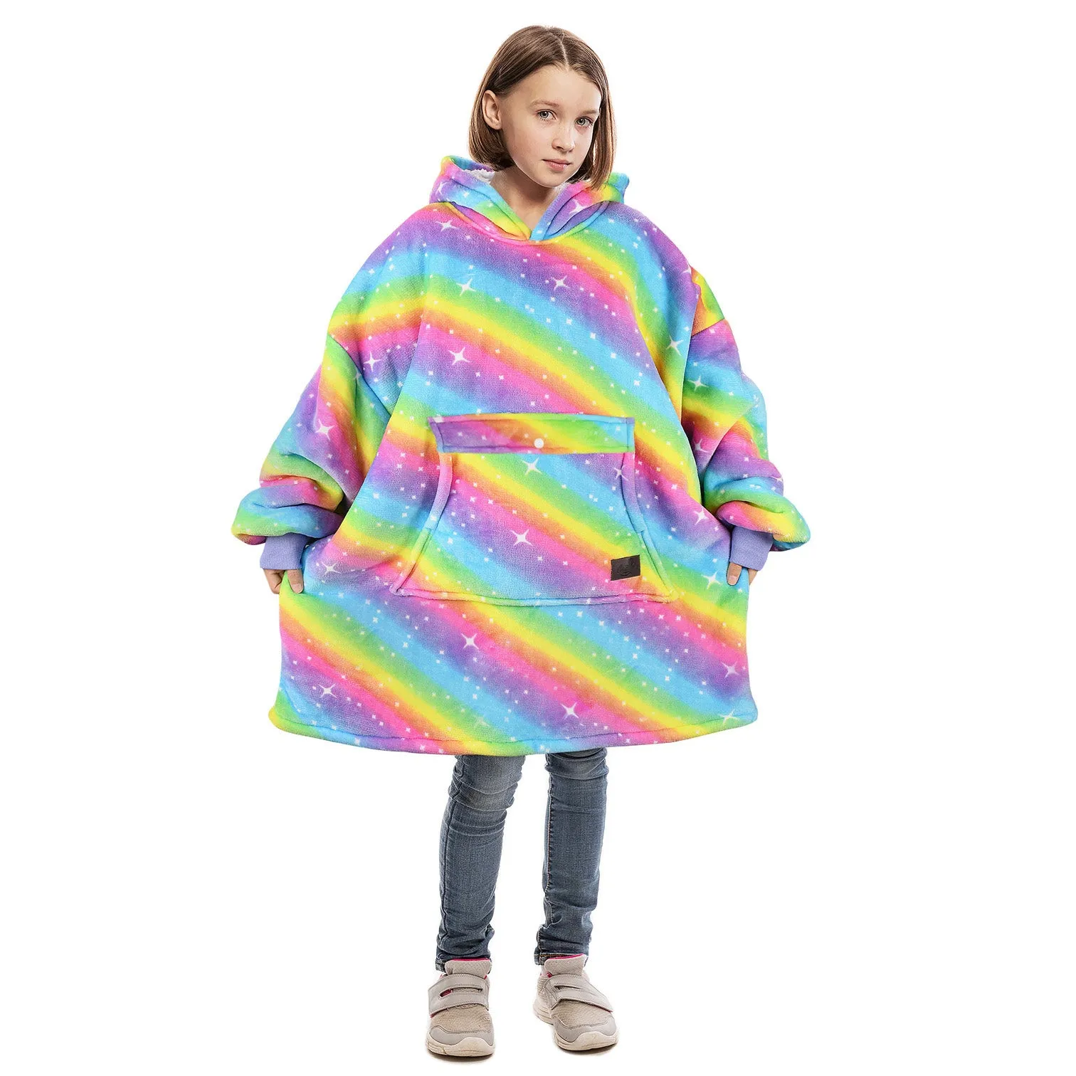 Kid Playful Patterns Sherpa Oversize Hoodie Blanket