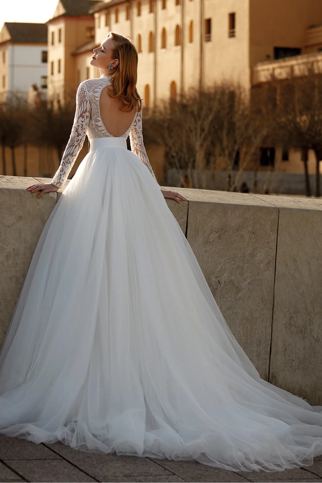 Lace and Tulle Long-Sleeved Princess Dress