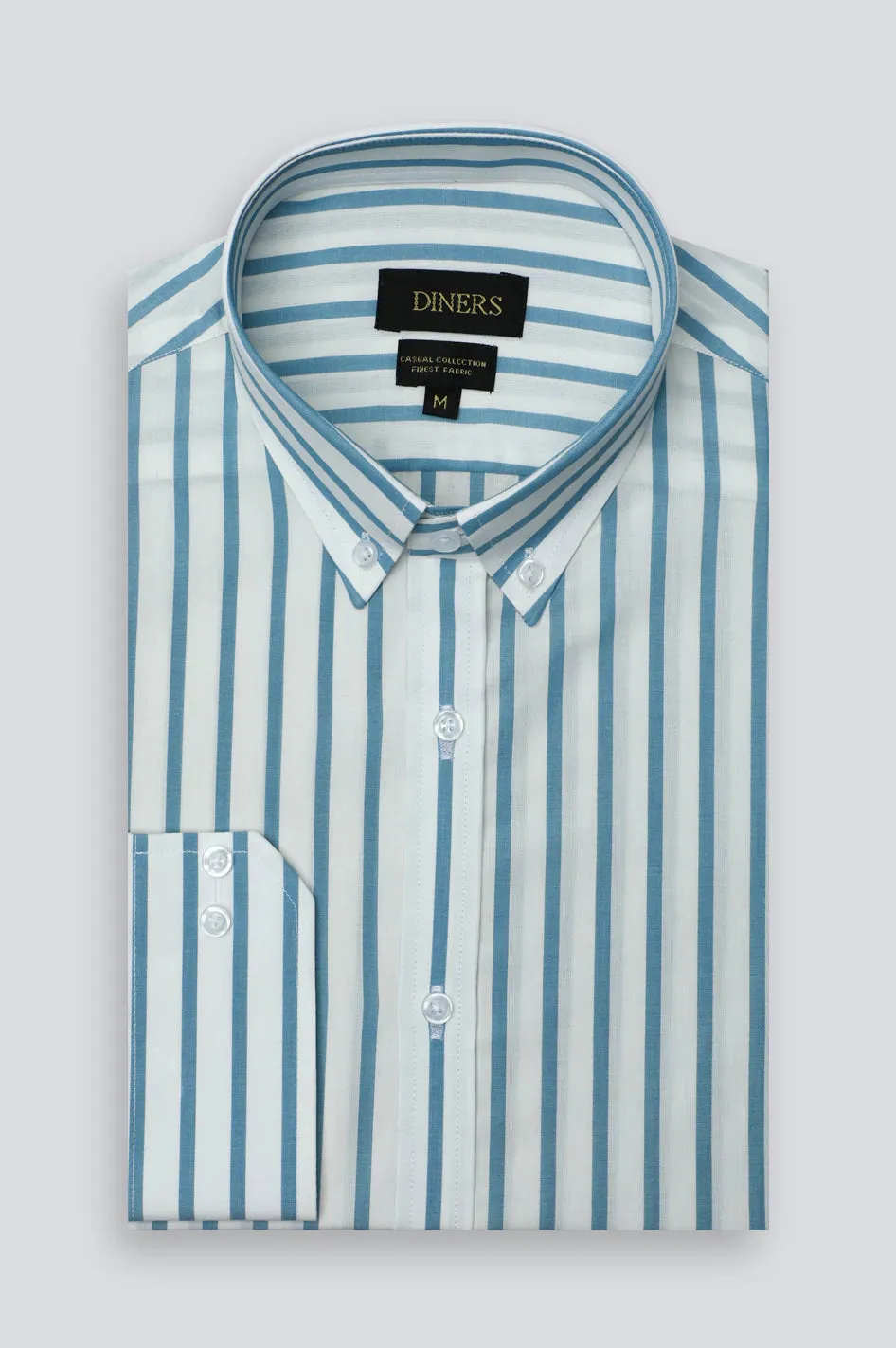 Light Blue Awning Stripe Casual Shirt
