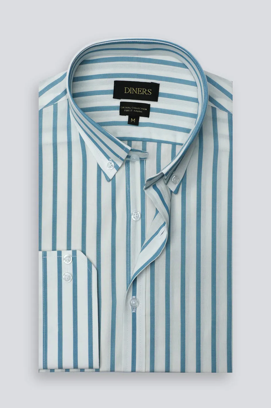 Light Blue Awning Stripe Casual Shirt