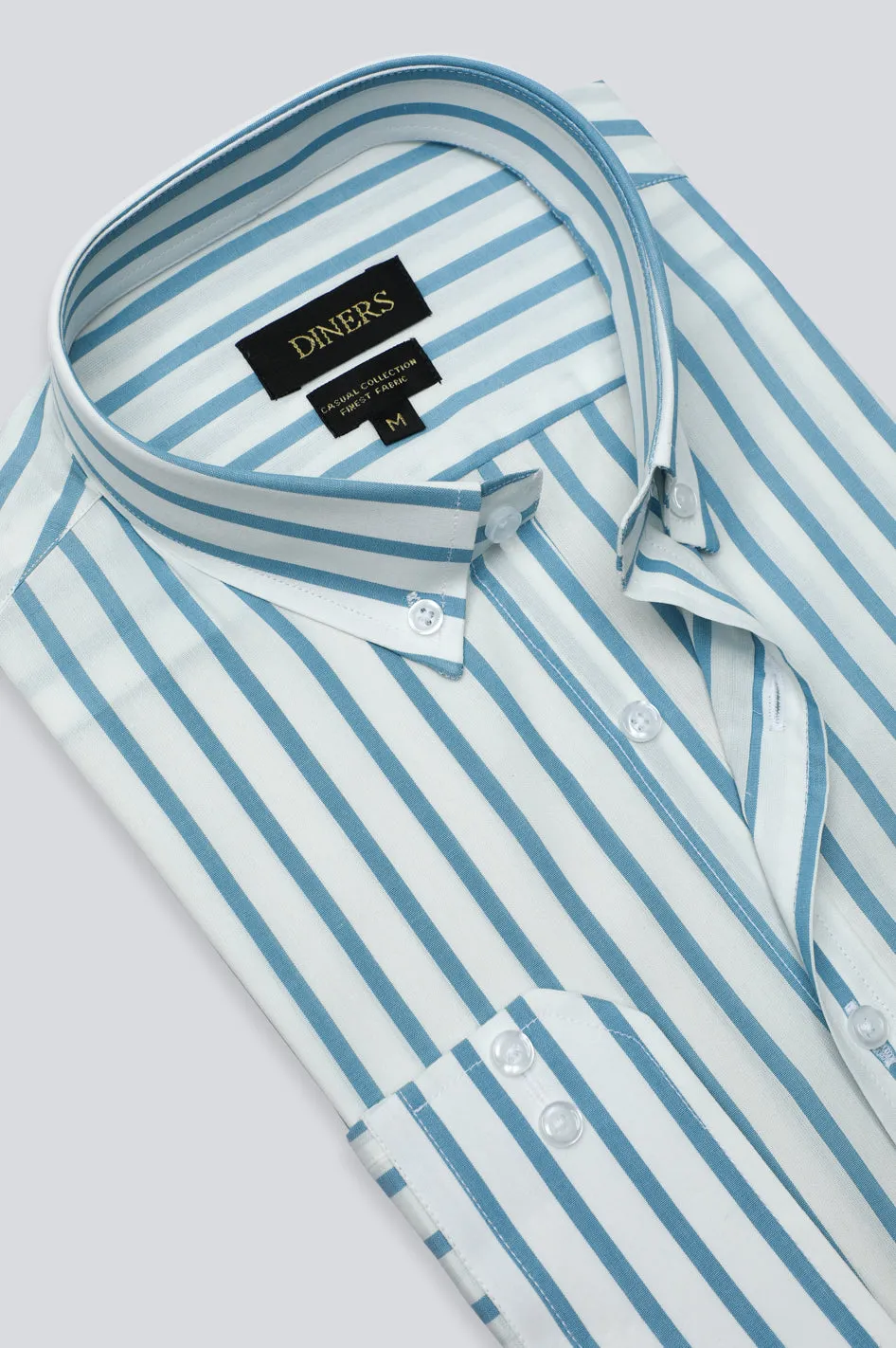 Light Blue Awning Stripe Casual Shirt