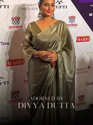 Liquid Gold saree with Lace