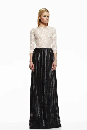 Long-Sleeved A-line Pleated Dress