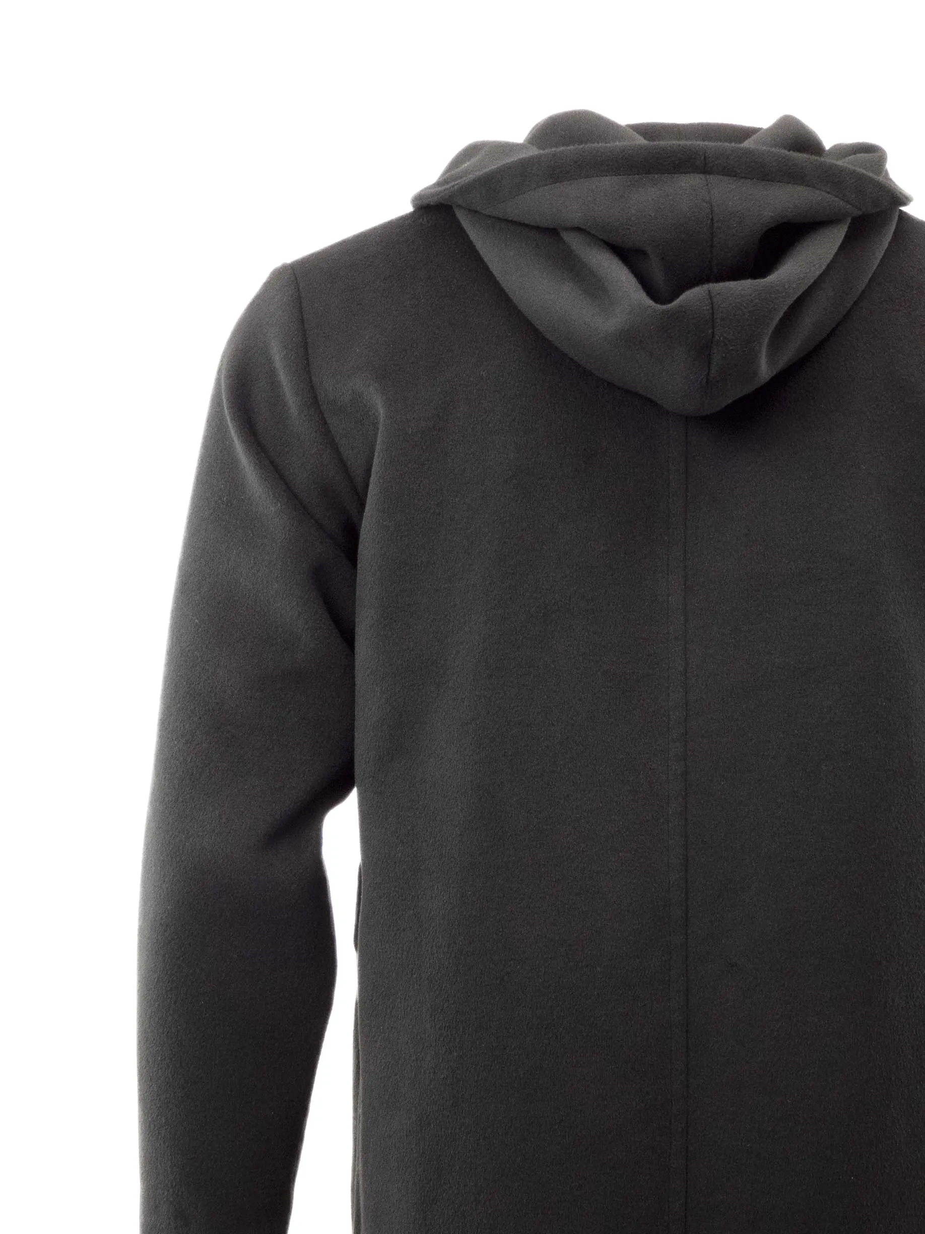 Longline Hooded Over Coat in Black
