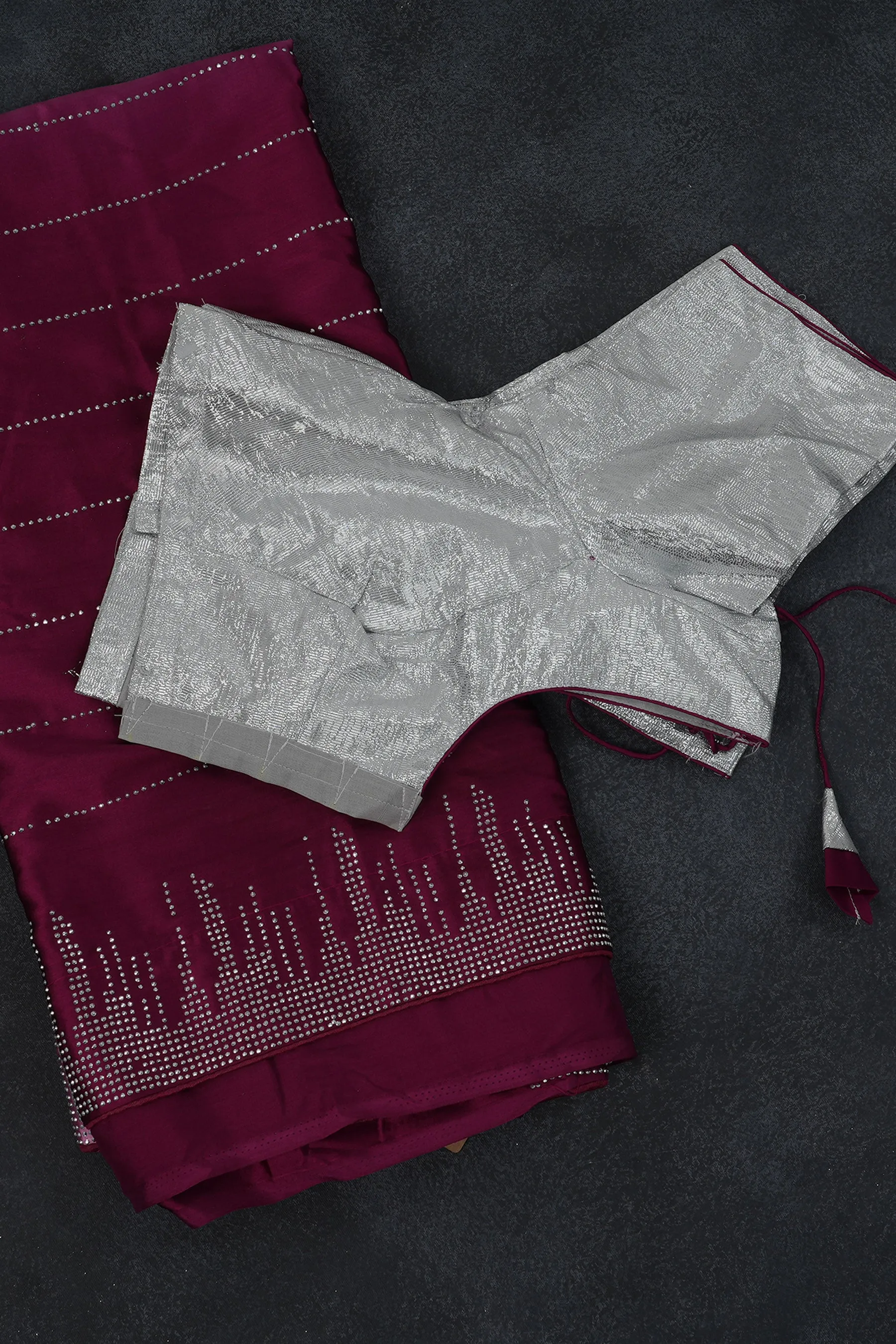 Luxurious Japan Satin Saree in Double-Shade Pink and Maroon