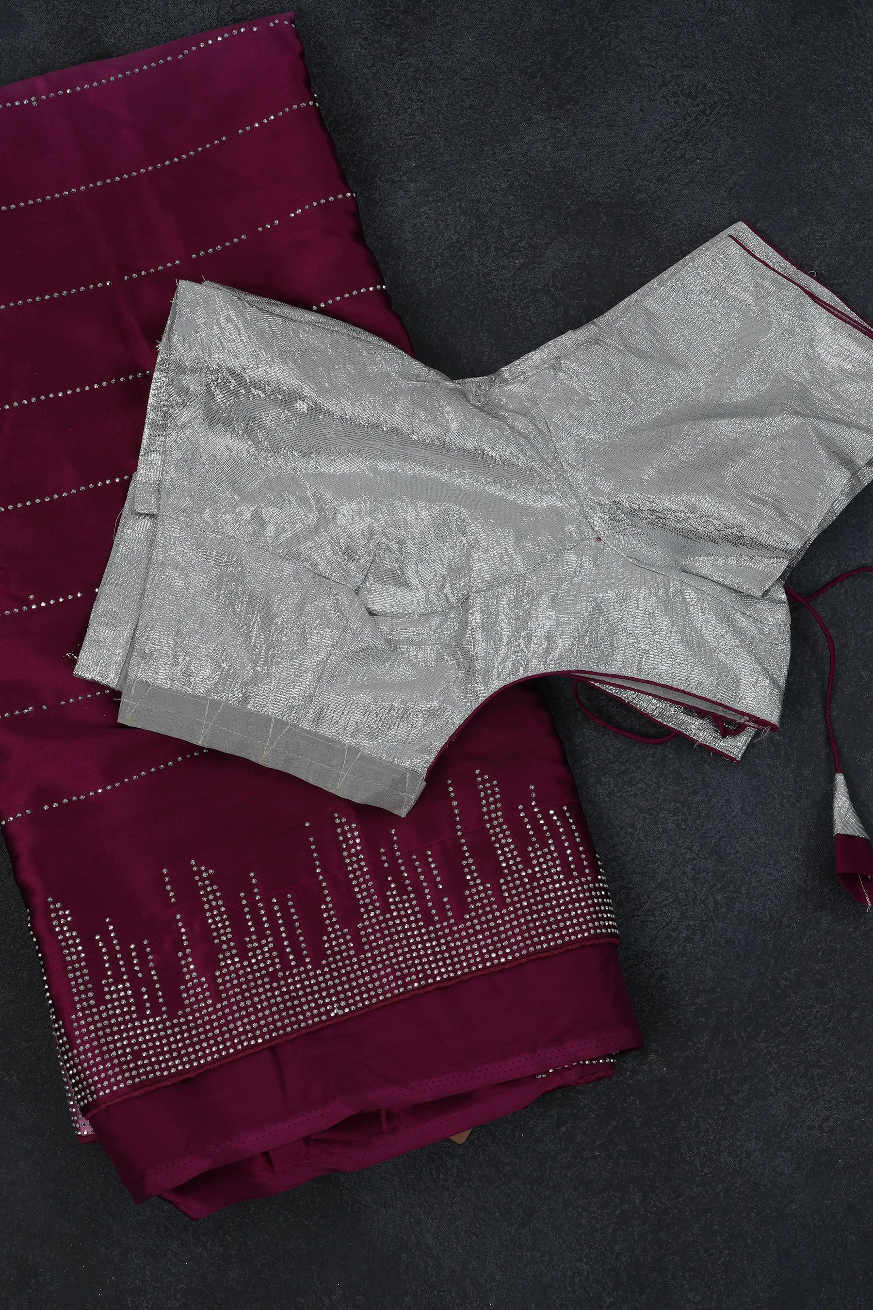 Luxurious Japan Satin Saree in Double-Shade Pink and Maroon