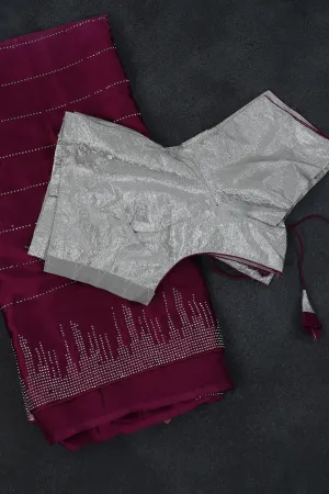 Luxurious Japan Satin Saree in Double-Shade Pink and Maroon
