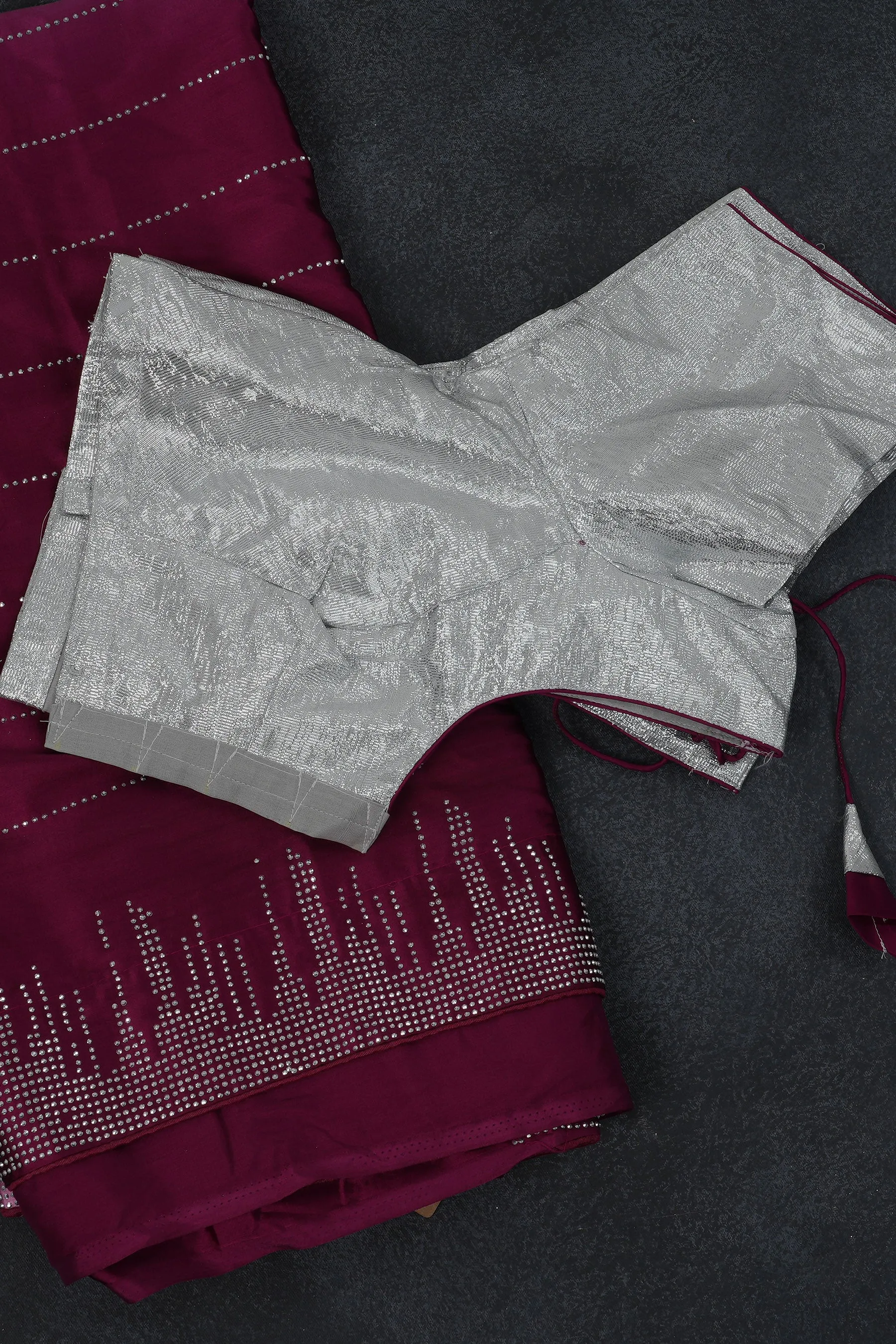 Luxurious Japan Satin Saree in Double-Shade Pink and Maroon