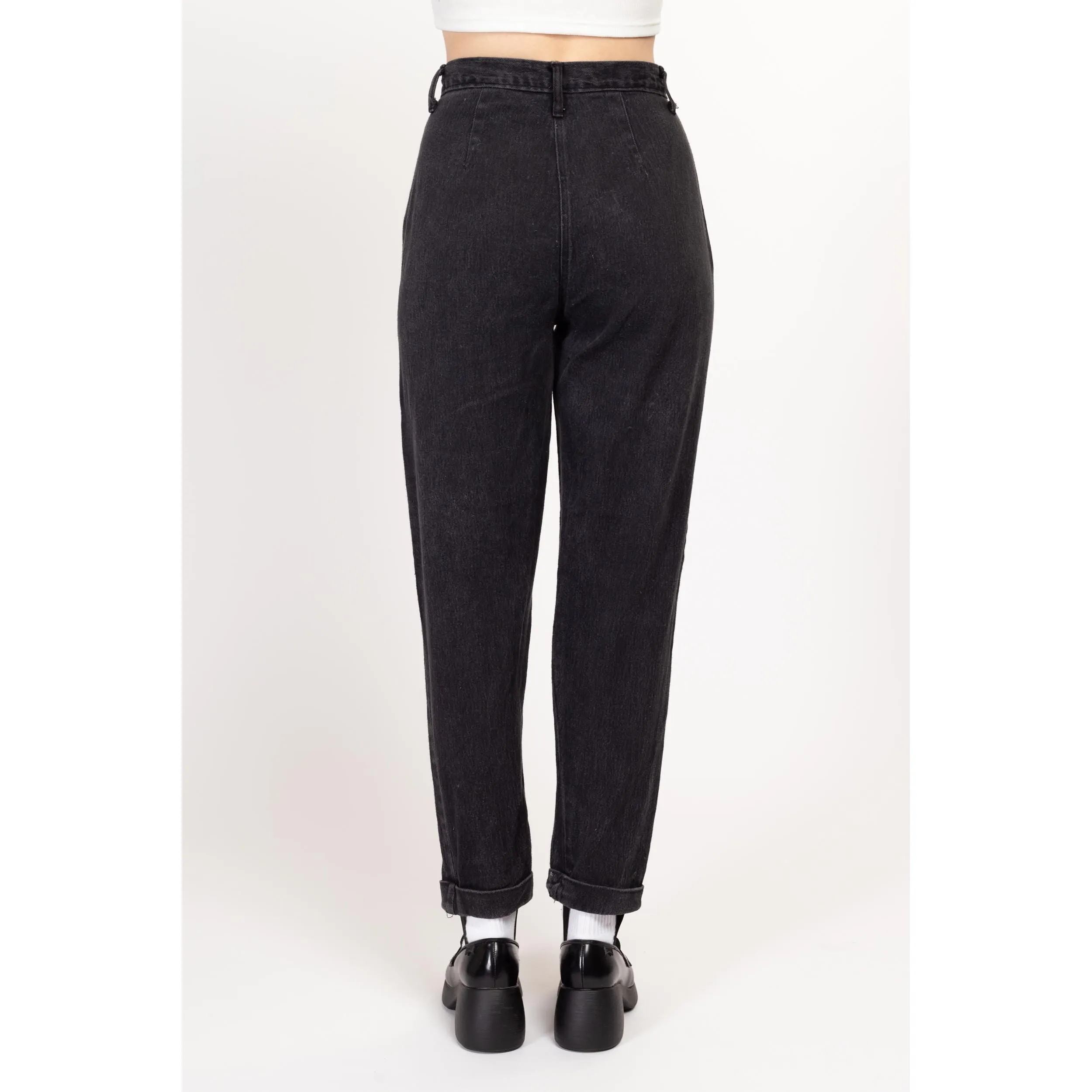 Medium 80s Black High Waisted Stirrup Jeans 28"-29"