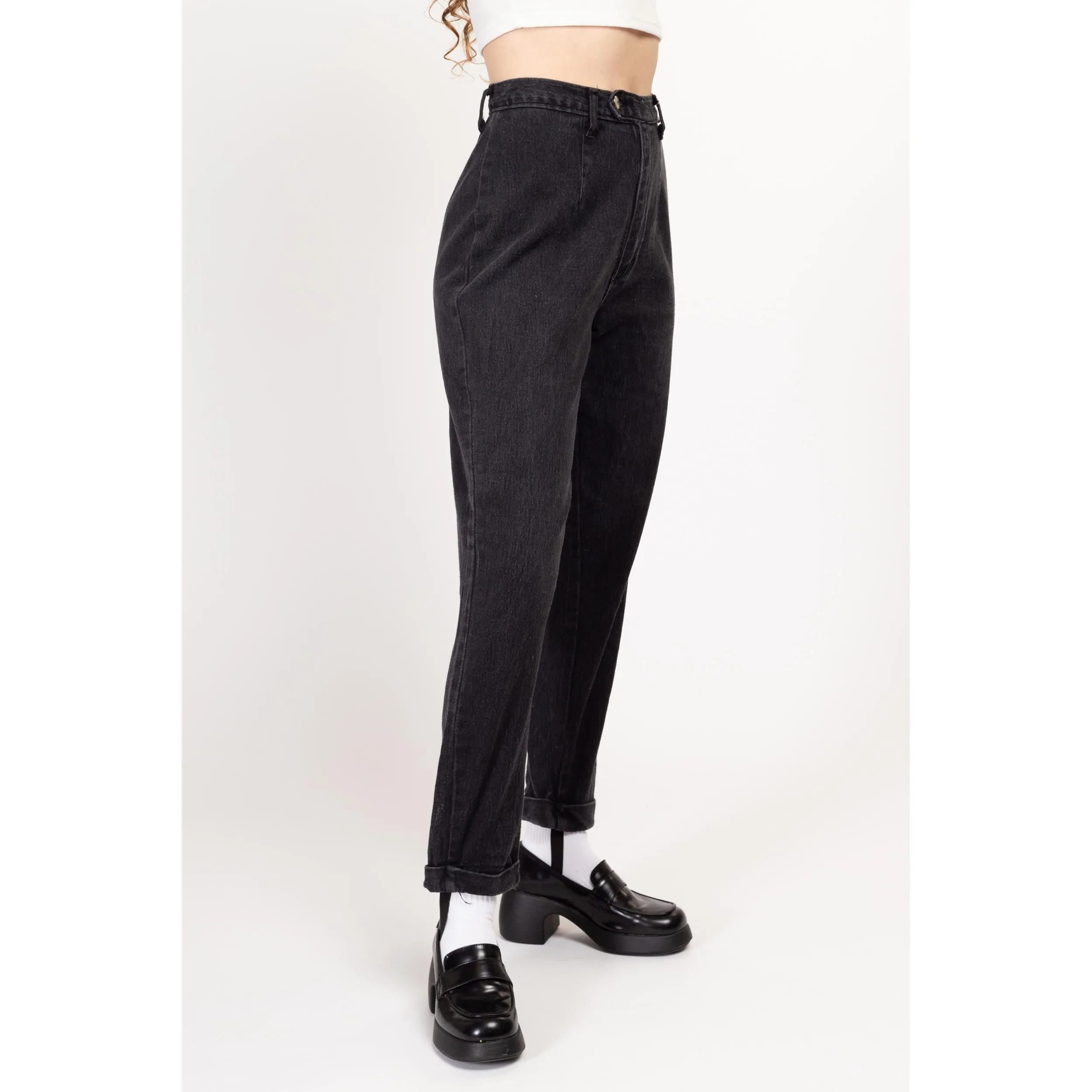 Medium 80s Black High Waisted Stirrup Jeans 28"-29"