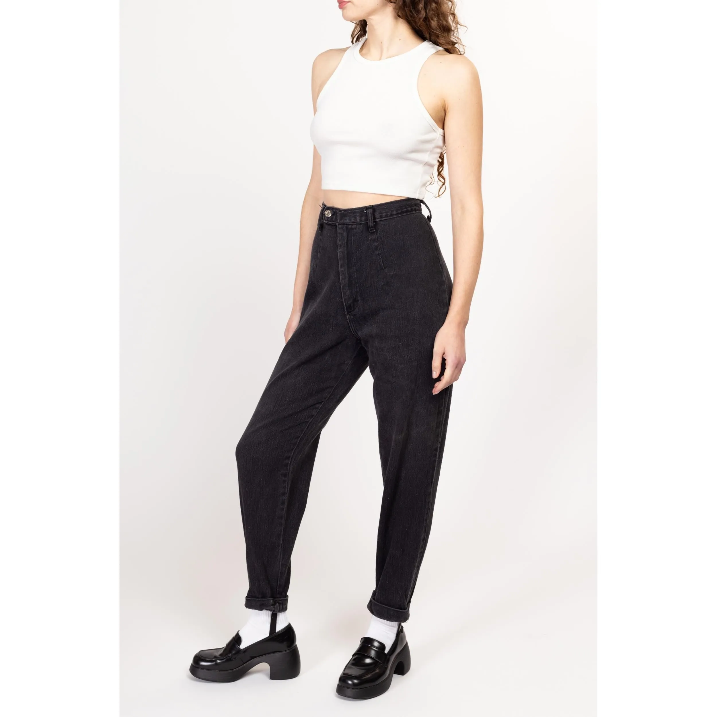 Medium 80s Black High Waisted Stirrup Jeans 28"-29"