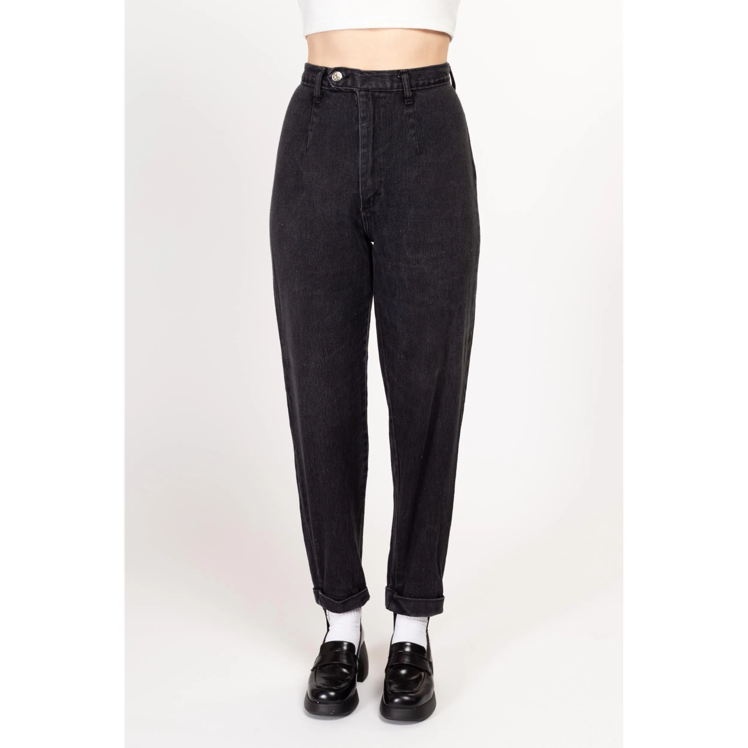 Medium 80s Black High Waisted Stirrup Jeans 28"-29"