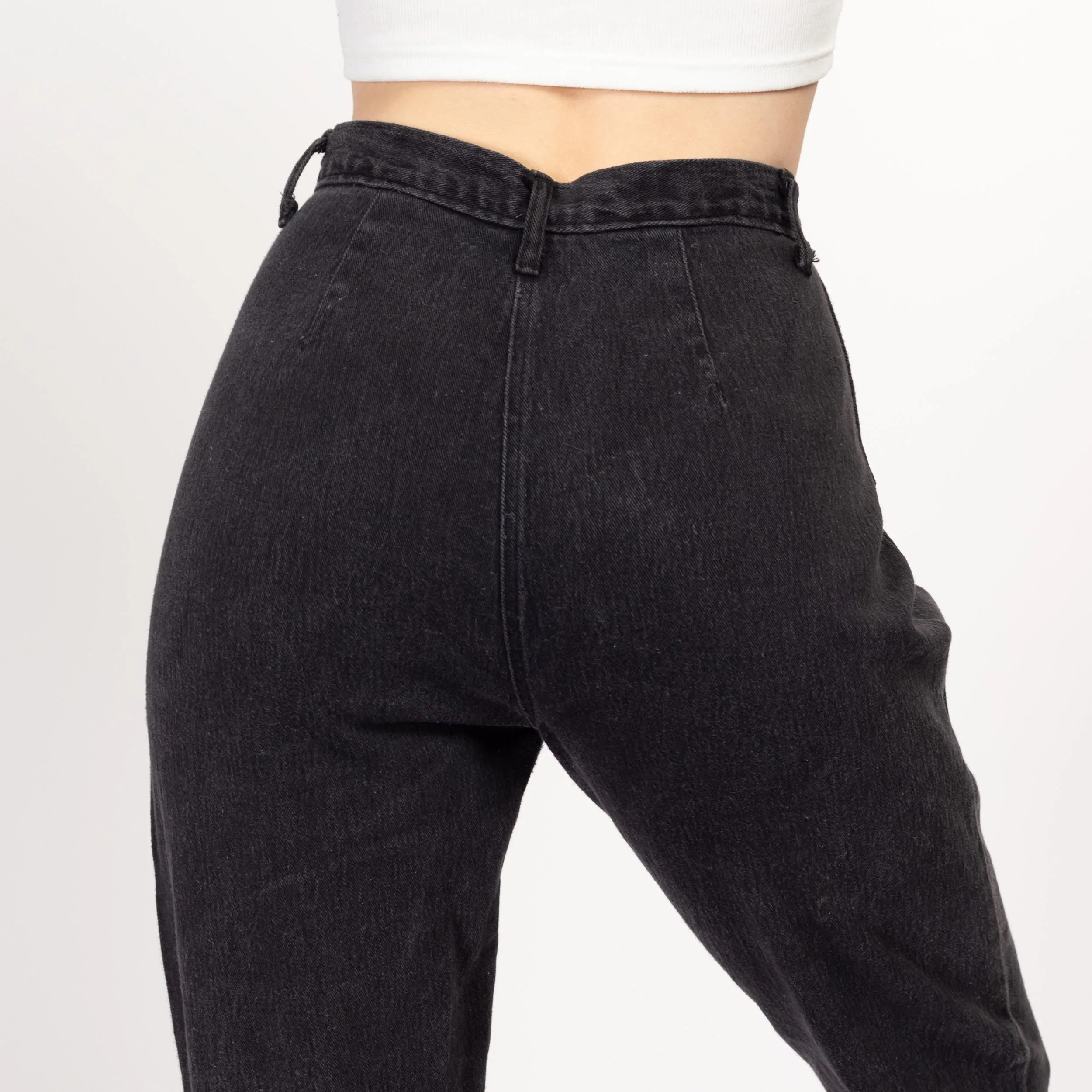 Medium 80s Black High Waisted Stirrup Jeans 28"-29"