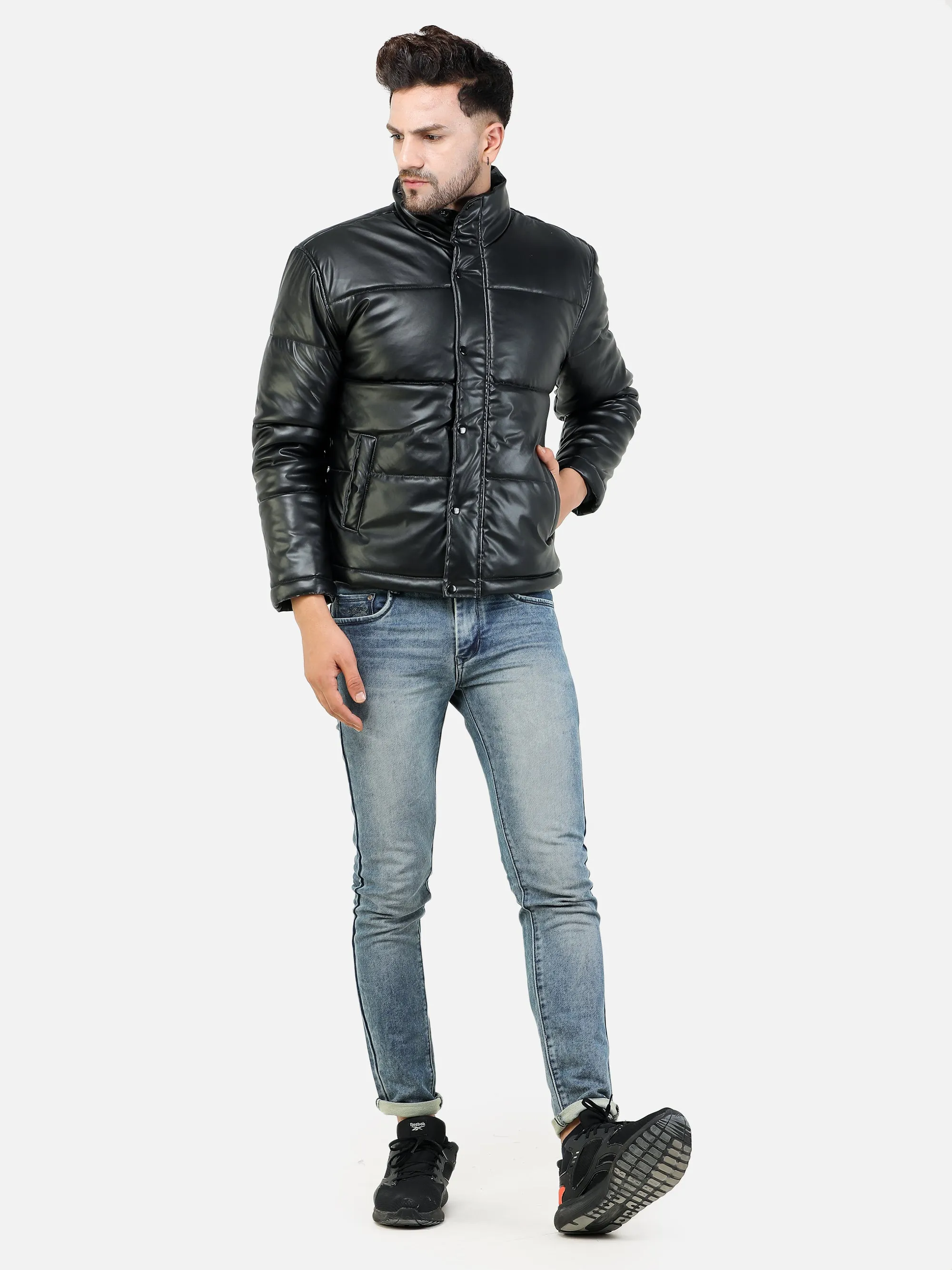 Men's Regular Fit Suede leather Black Jacket