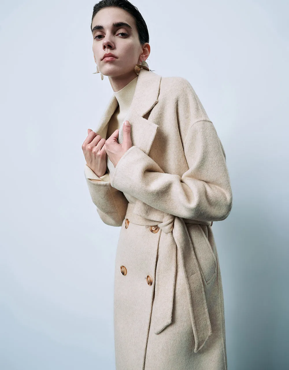 Notch Lapel Double Breasted Longline Coat