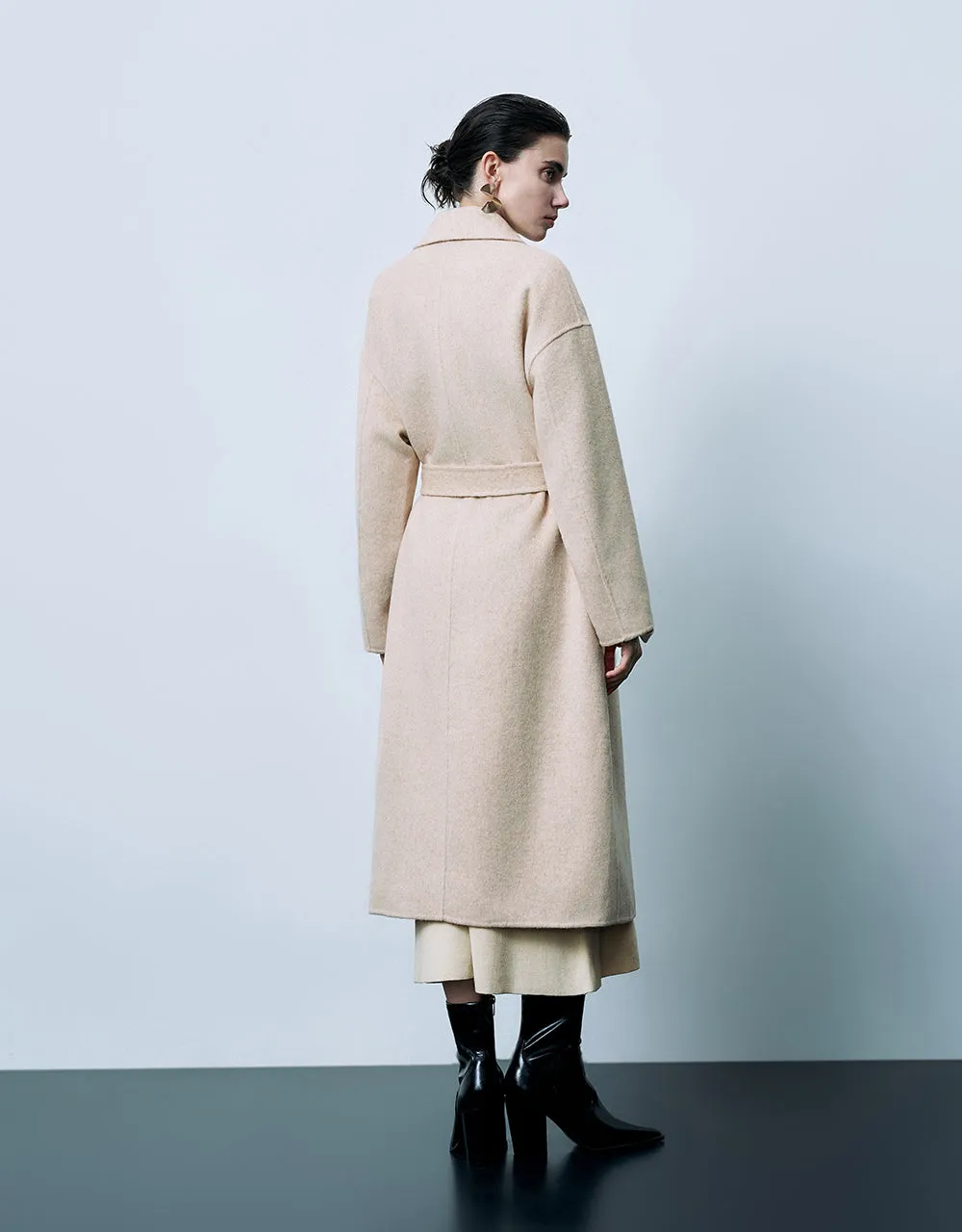 Notch Lapel Double Breasted Longline Coat