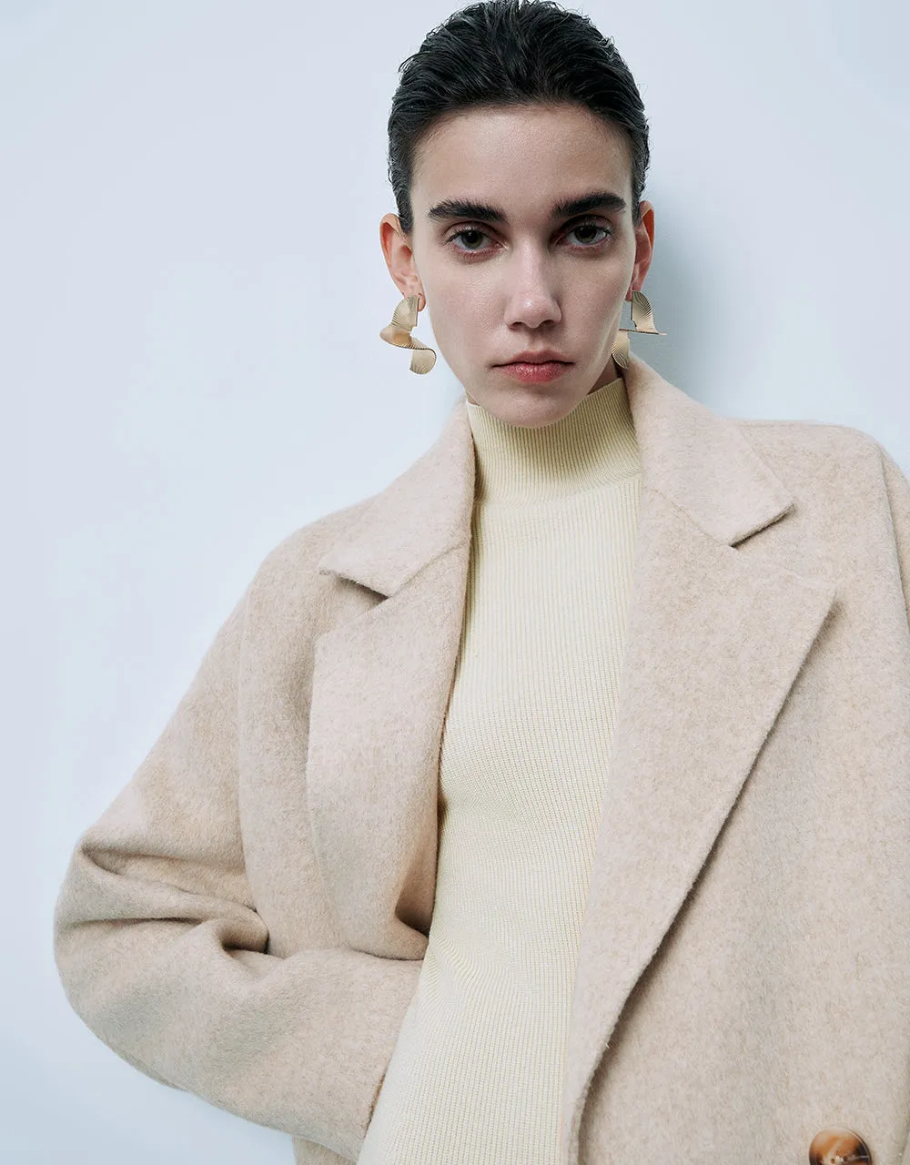 Notch Lapel Double Breasted Longline Coat