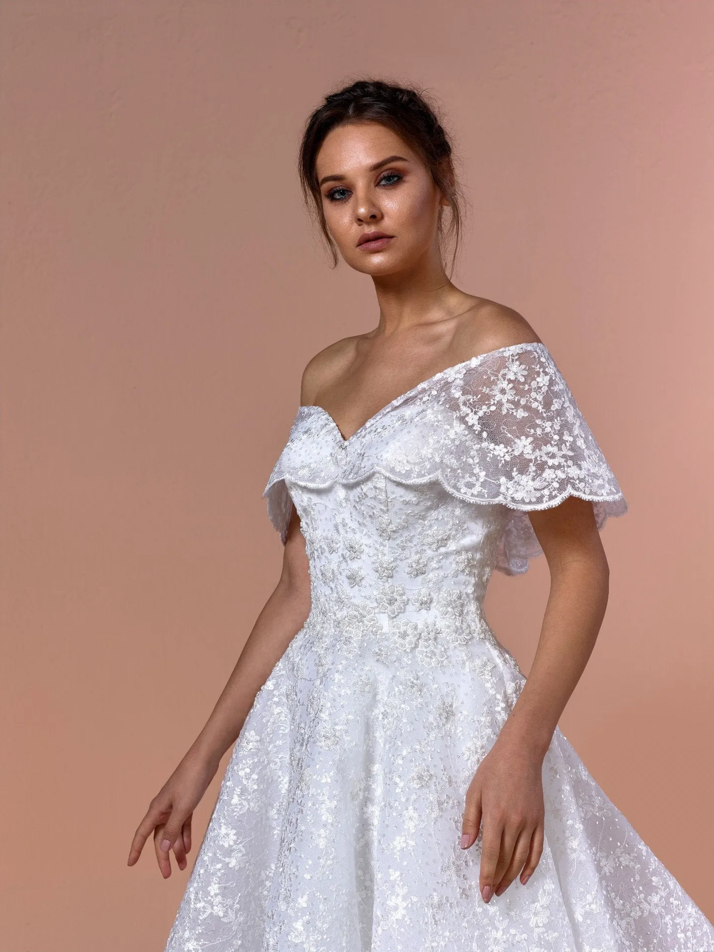 Off-The-Shoulder Princess Dress with Embroidery