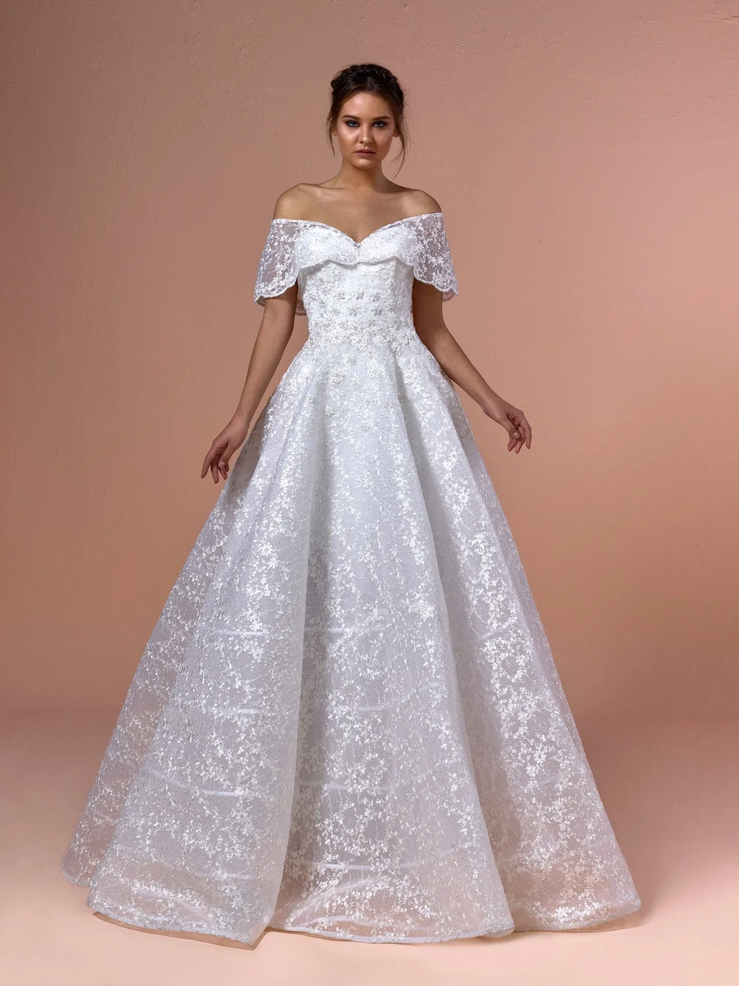 Off-The-Shoulder Princess Dress with Embroidery