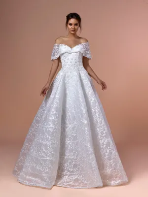 Off-The-Shoulder Princess Dress with Embroidery