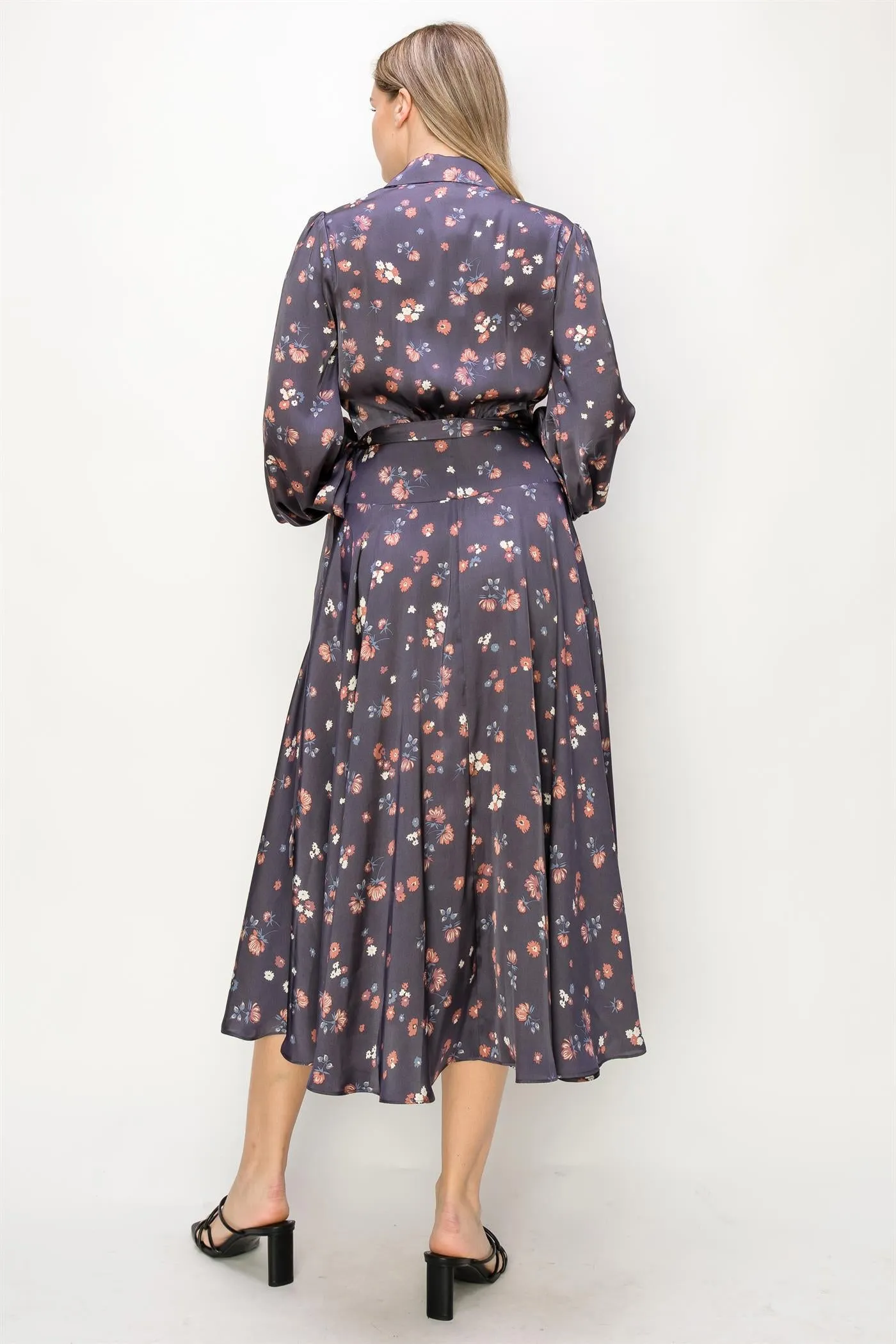 OL24A129-SATIN FLORAL V-NECK WRAP MAXI DRESS