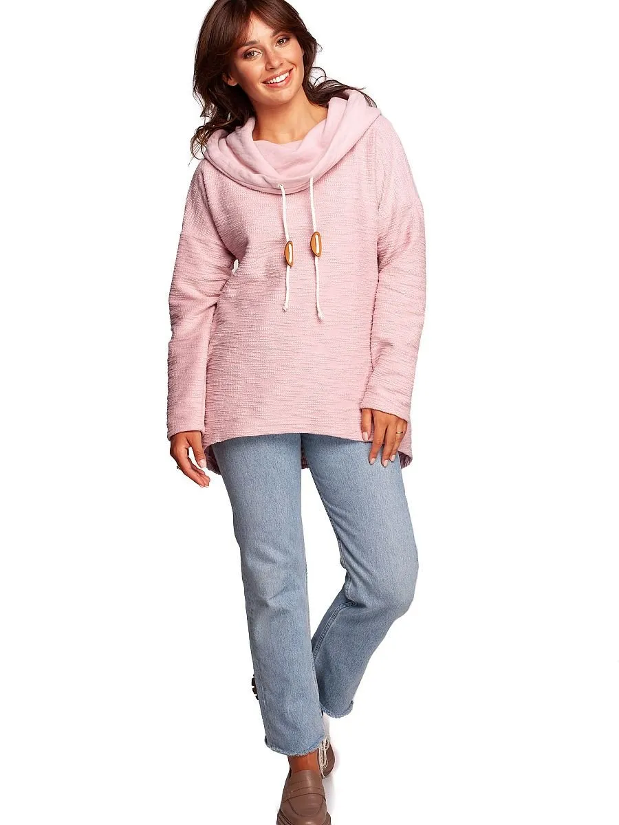 Oversized Pink BeWear Collared Hoodie