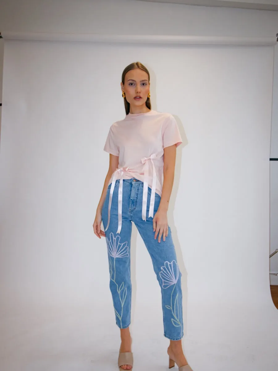 Primrose High Waisted Organic Mom Fit Patterned Jeans