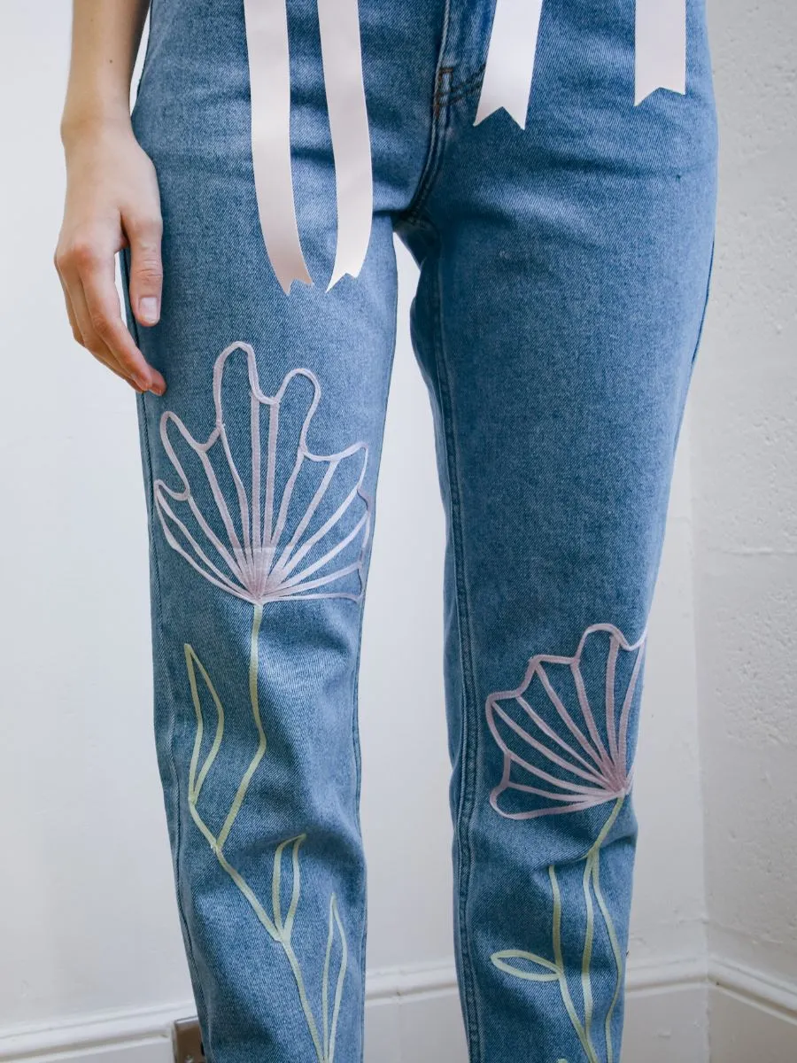Primrose High Waisted Organic Mom Fit Patterned Jeans