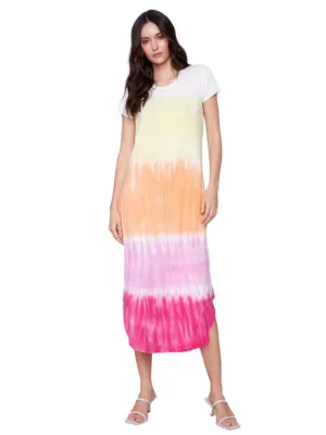SHORT SLEEVE TIE DYE SHIRT TAIL HEM DRESS