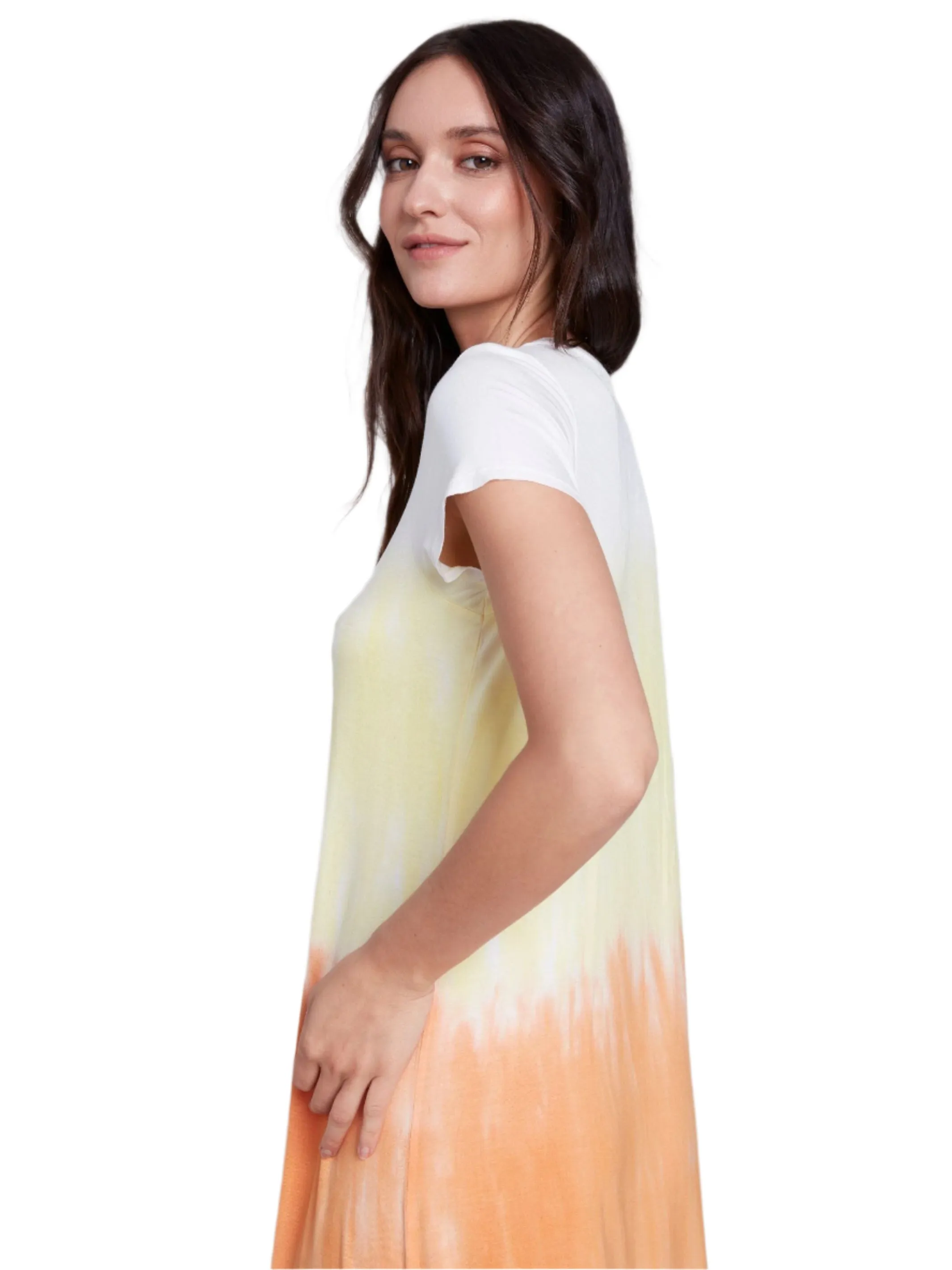SHORT SLEEVE TIE DYE SHIRT TAIL HEM DRESS
