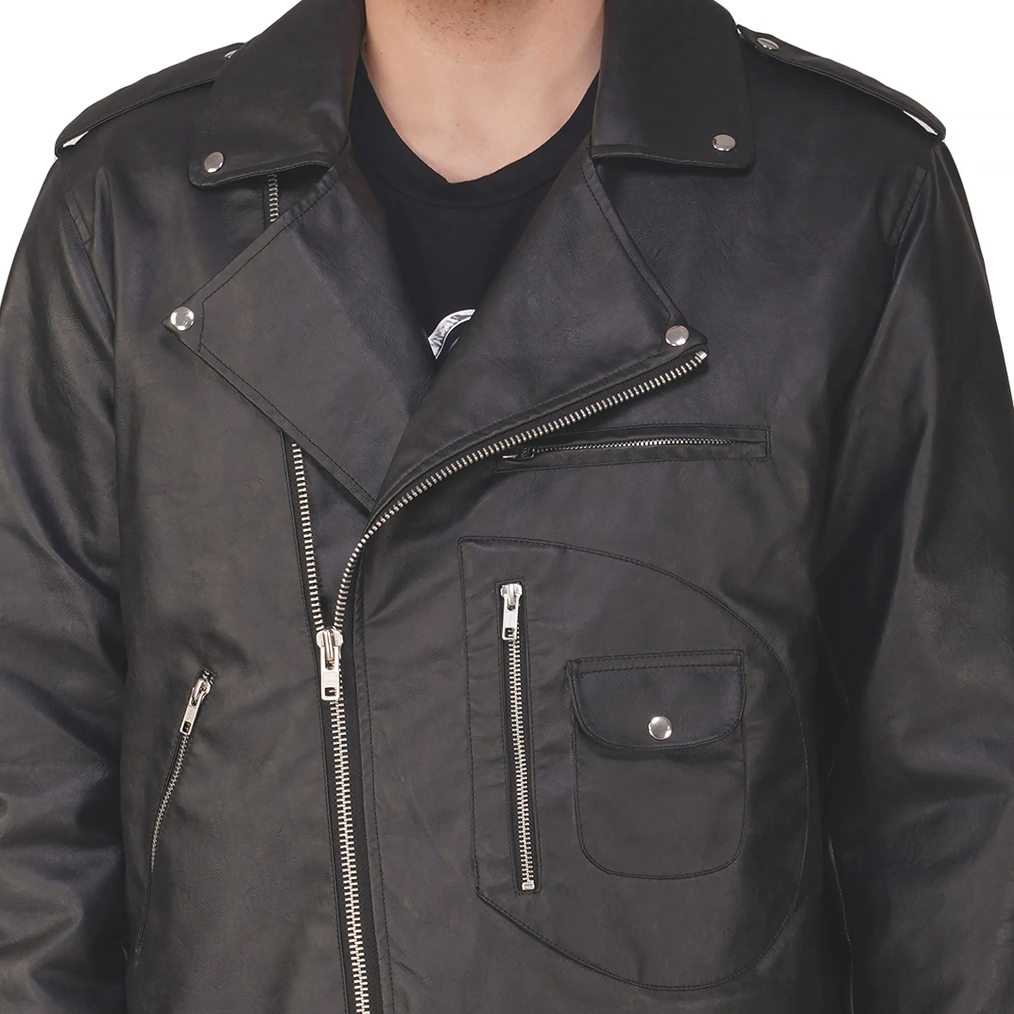 SLAY. Men's Black Faux Leather Biker Jacket