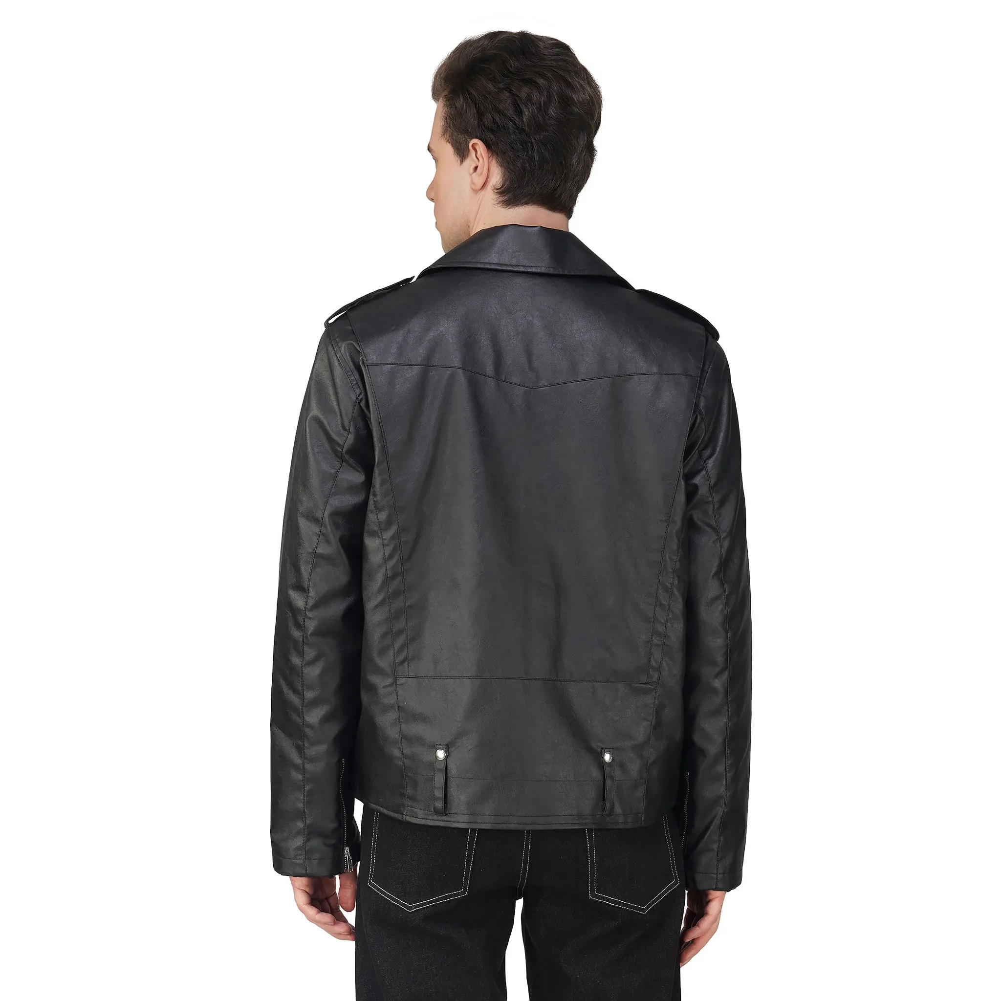 SLAY. Men's Black Faux Leather Biker Jacket