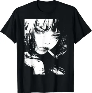 Soft Grunge Kawaii Anime Girl Smoking Waifu Otaku Japanese T-Shirt