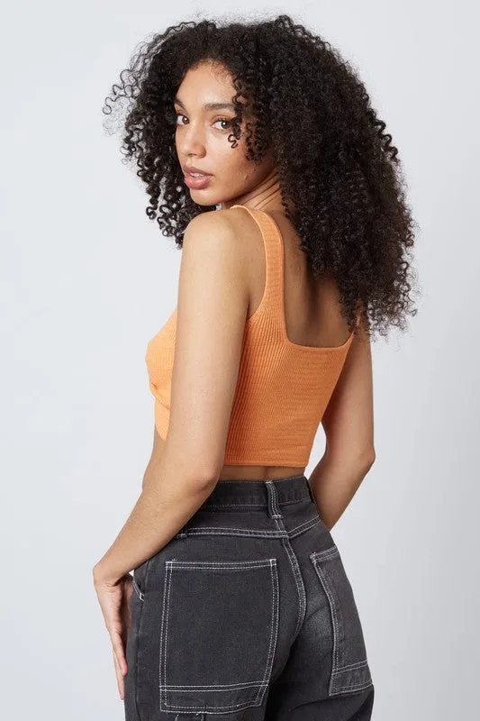Sunrise Knitted Front Twist Top