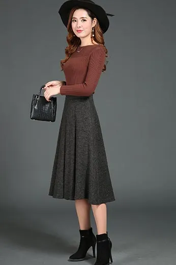 Texture pleated a line  women's winter skirt S019