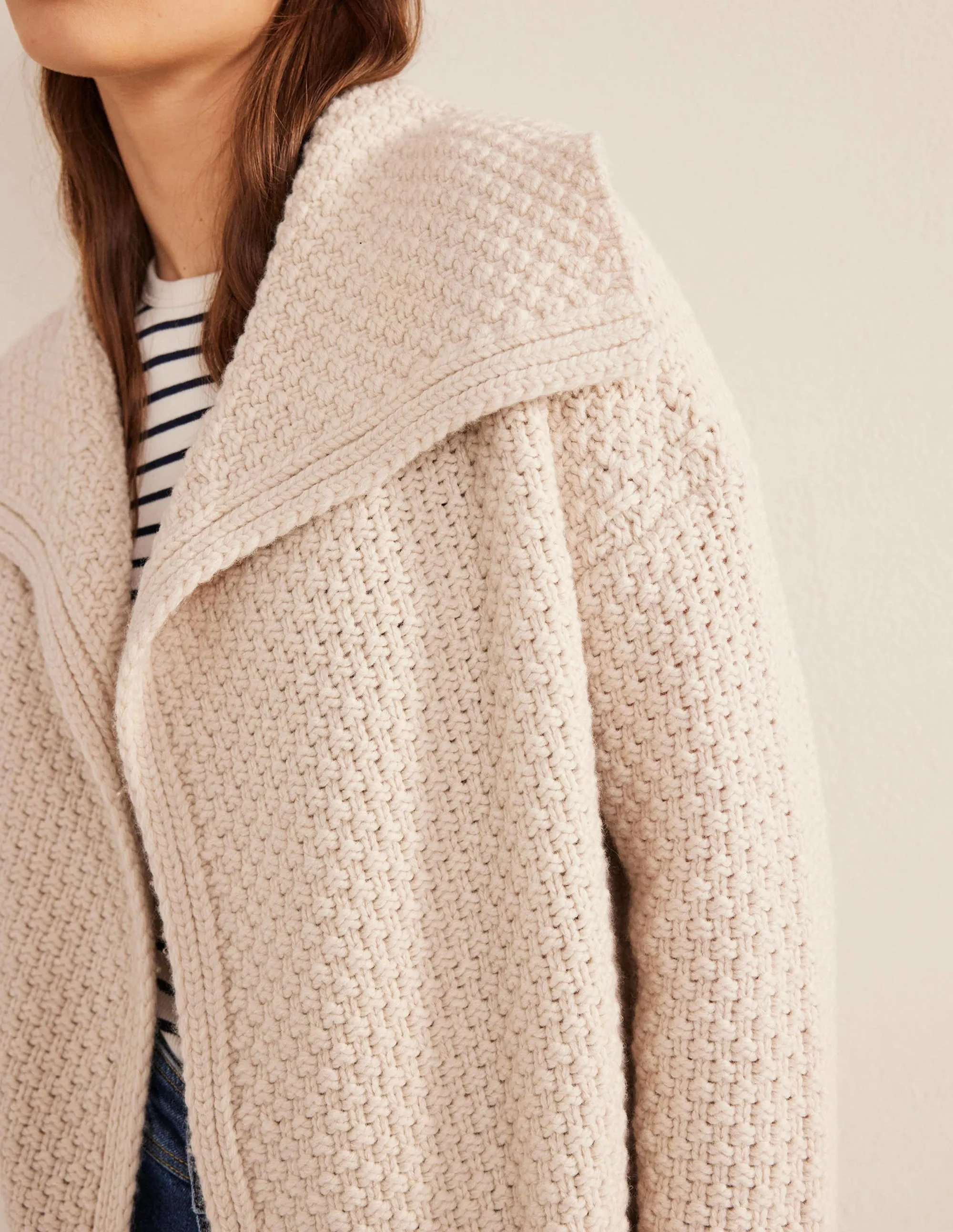 Textured Chunky Wool Coatigan-Shearling