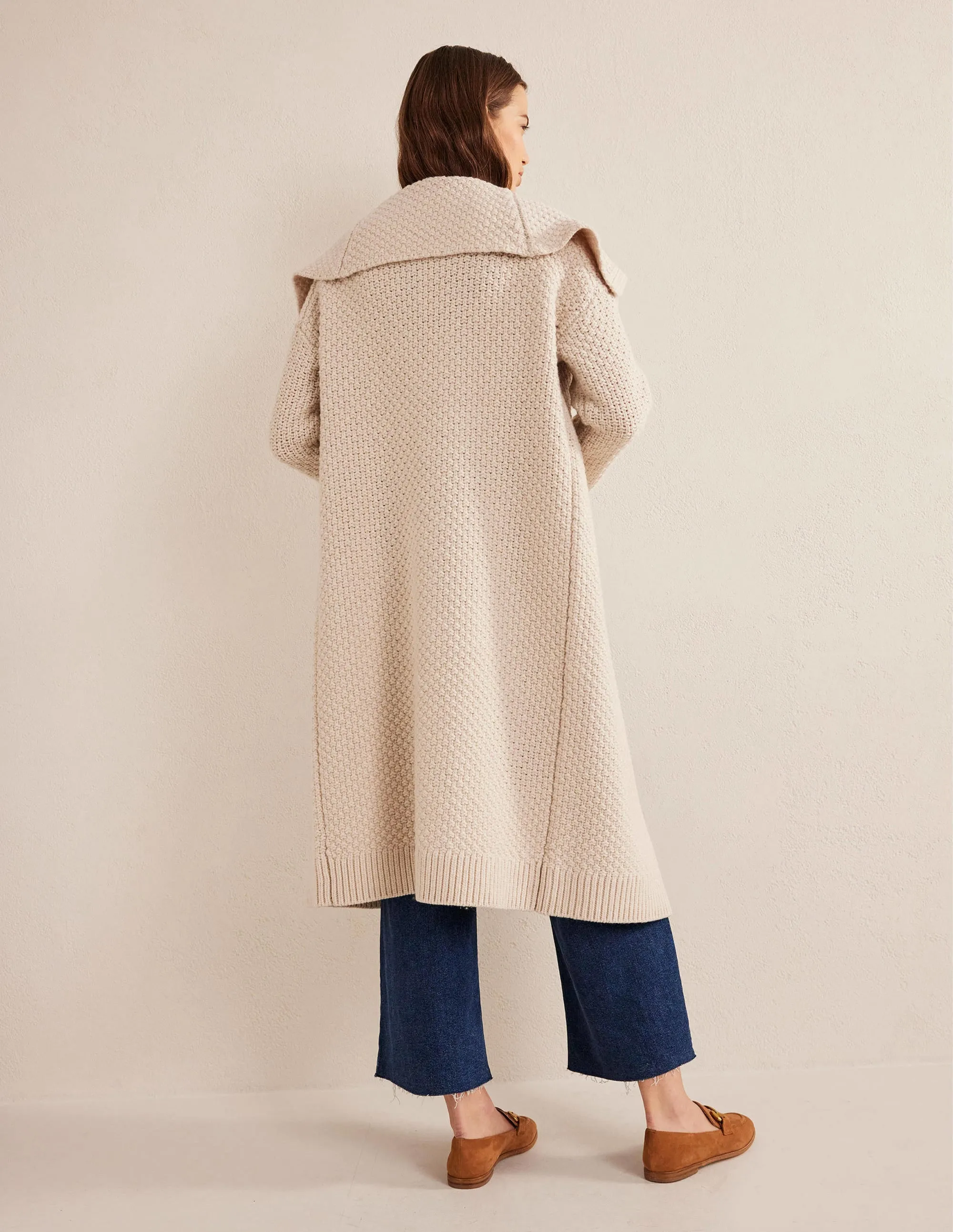 Textured Chunky Wool Coatigan-Shearling