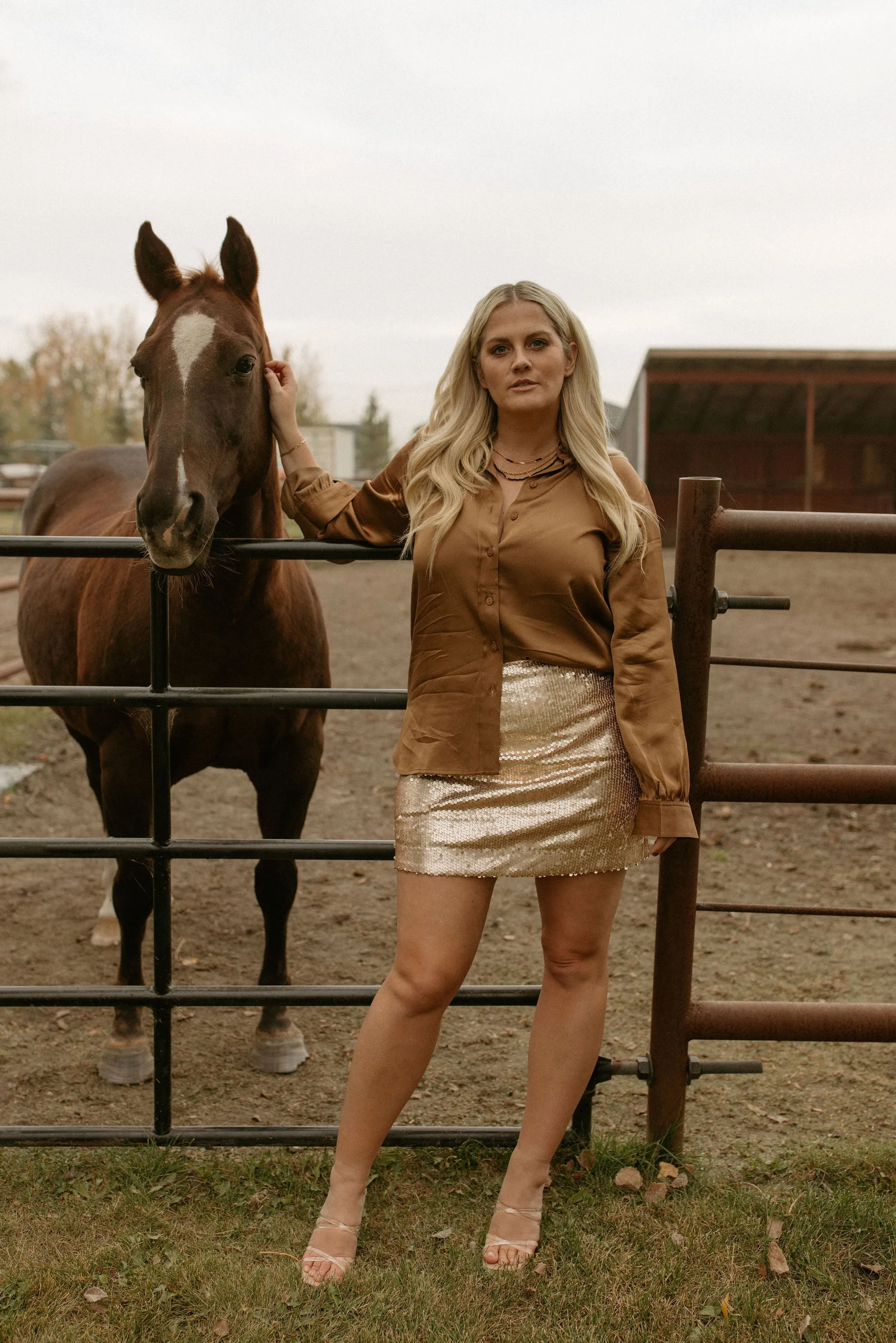 The Coraline Satin Shirt by Part Two - Toasted Coconut
