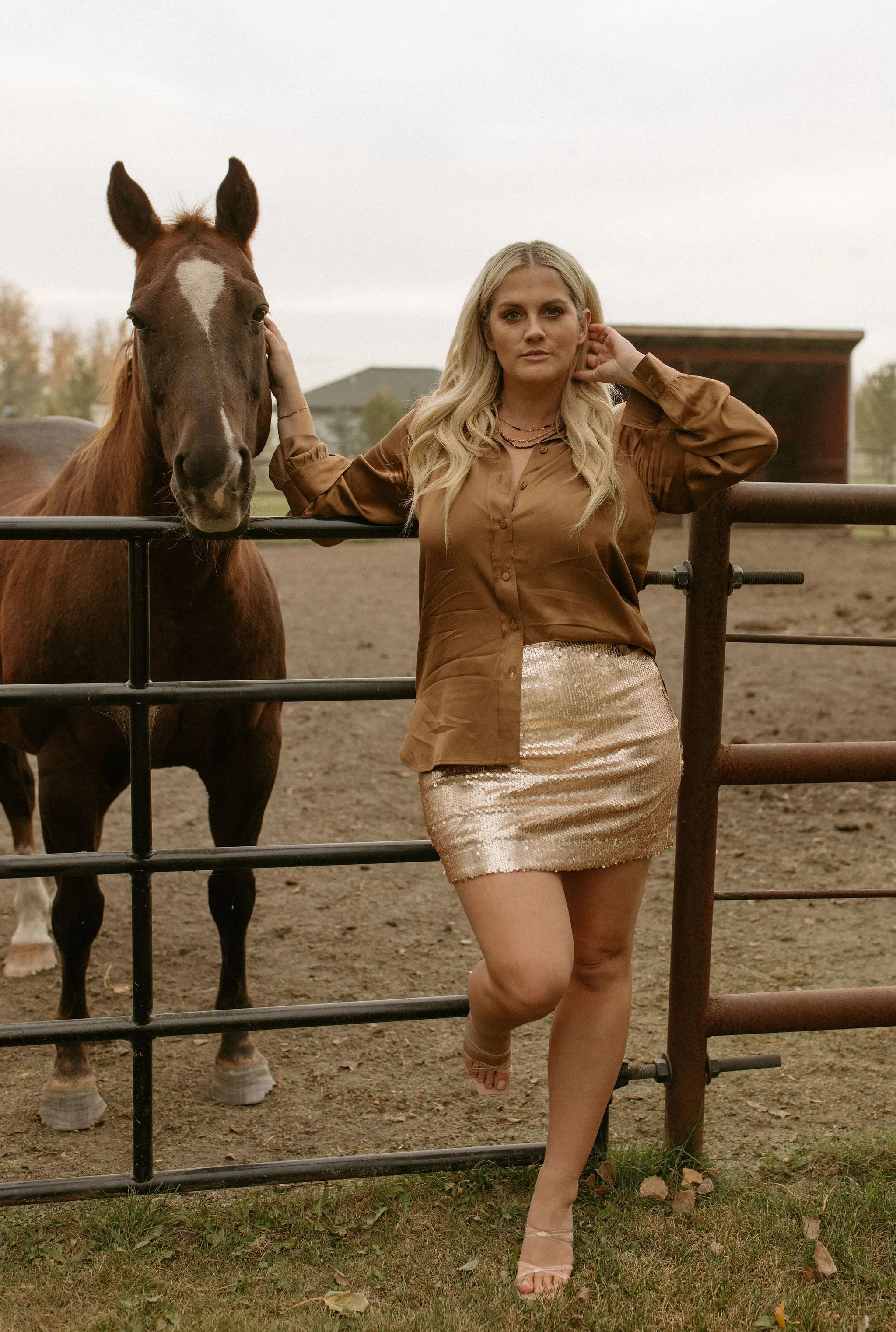 The Coraline Satin Shirt by Part Two - Toasted Coconut