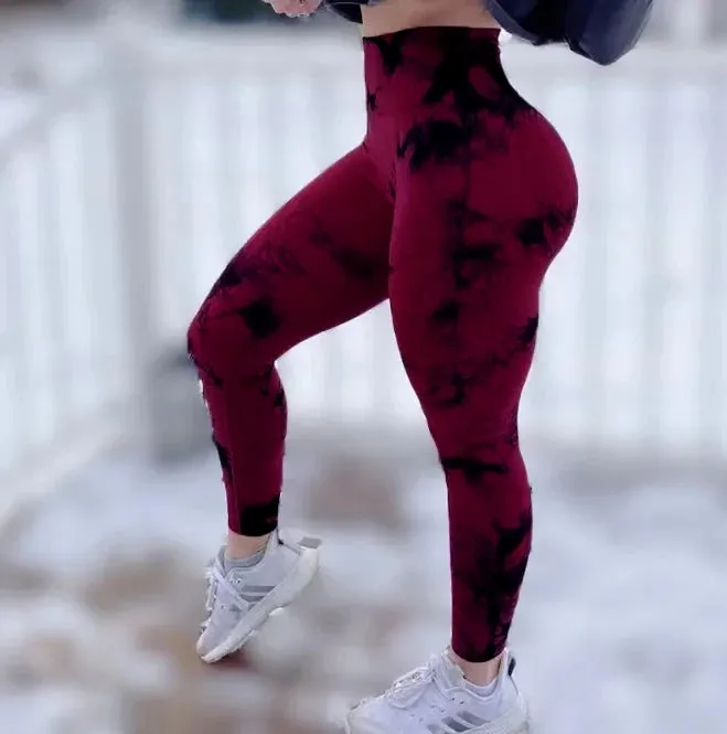 Tie Dye Push Up High Waist Gym Leggings For Sexy Fitness