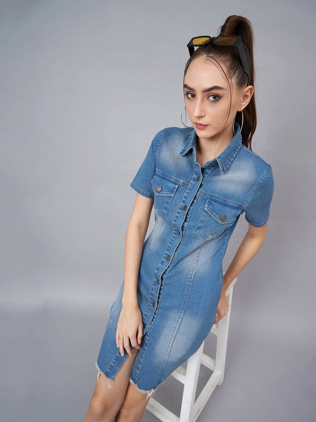 Trendy Denim Shirt Dress