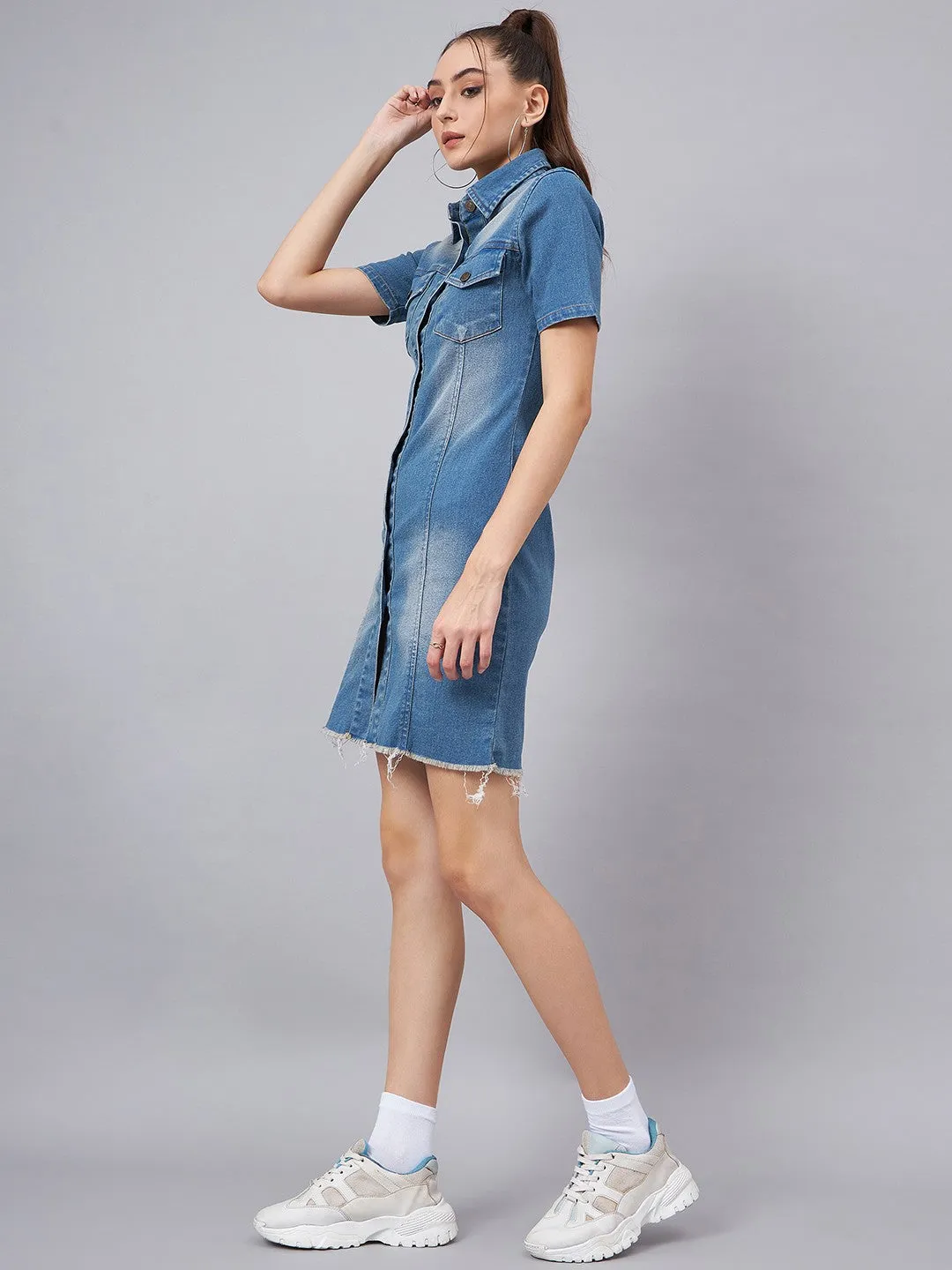 Trendy Denim Shirt Dress