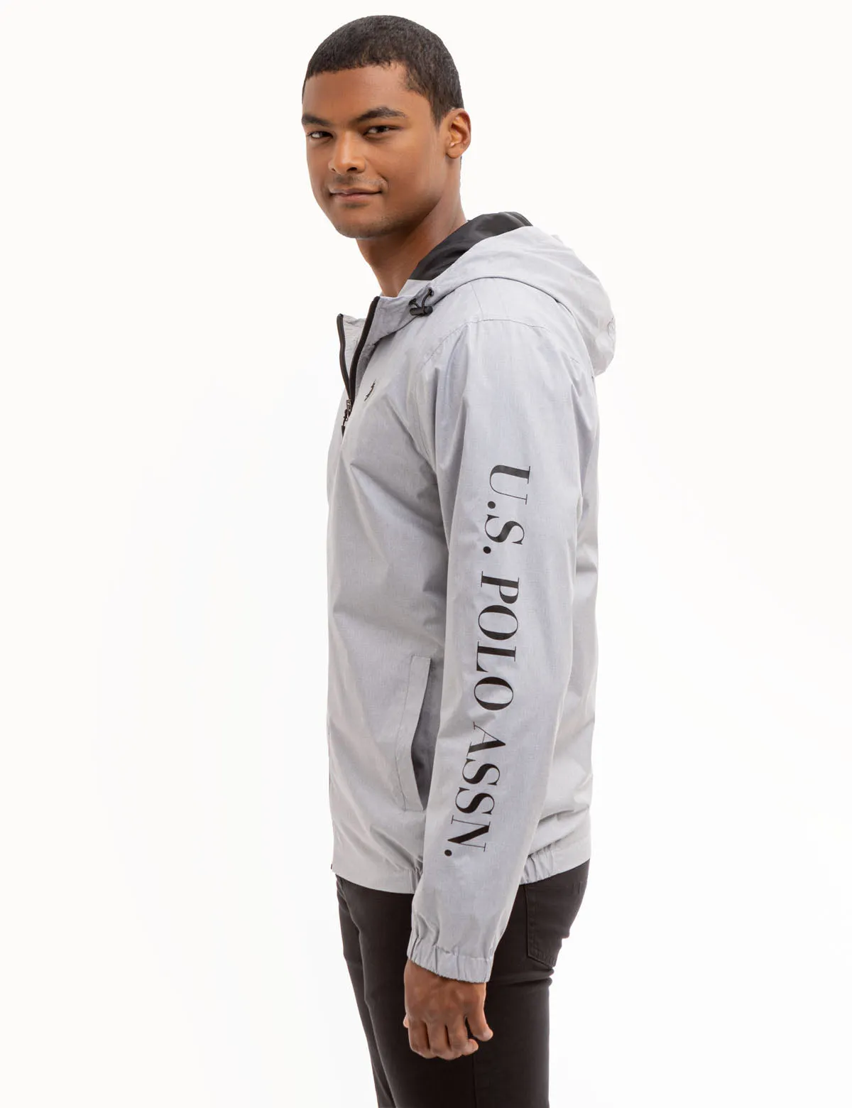 USPA HEATHERED HOODED WINDBREAKER