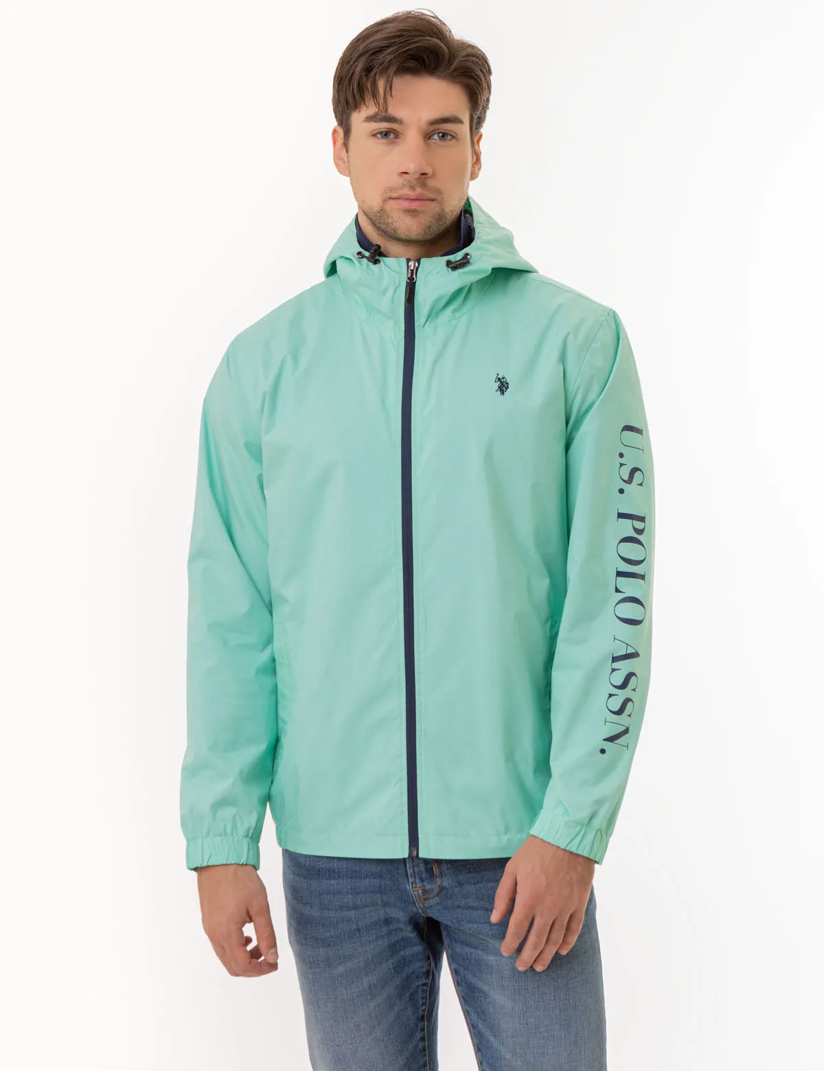 USPA HEATHERED HOODED WINDBREAKER