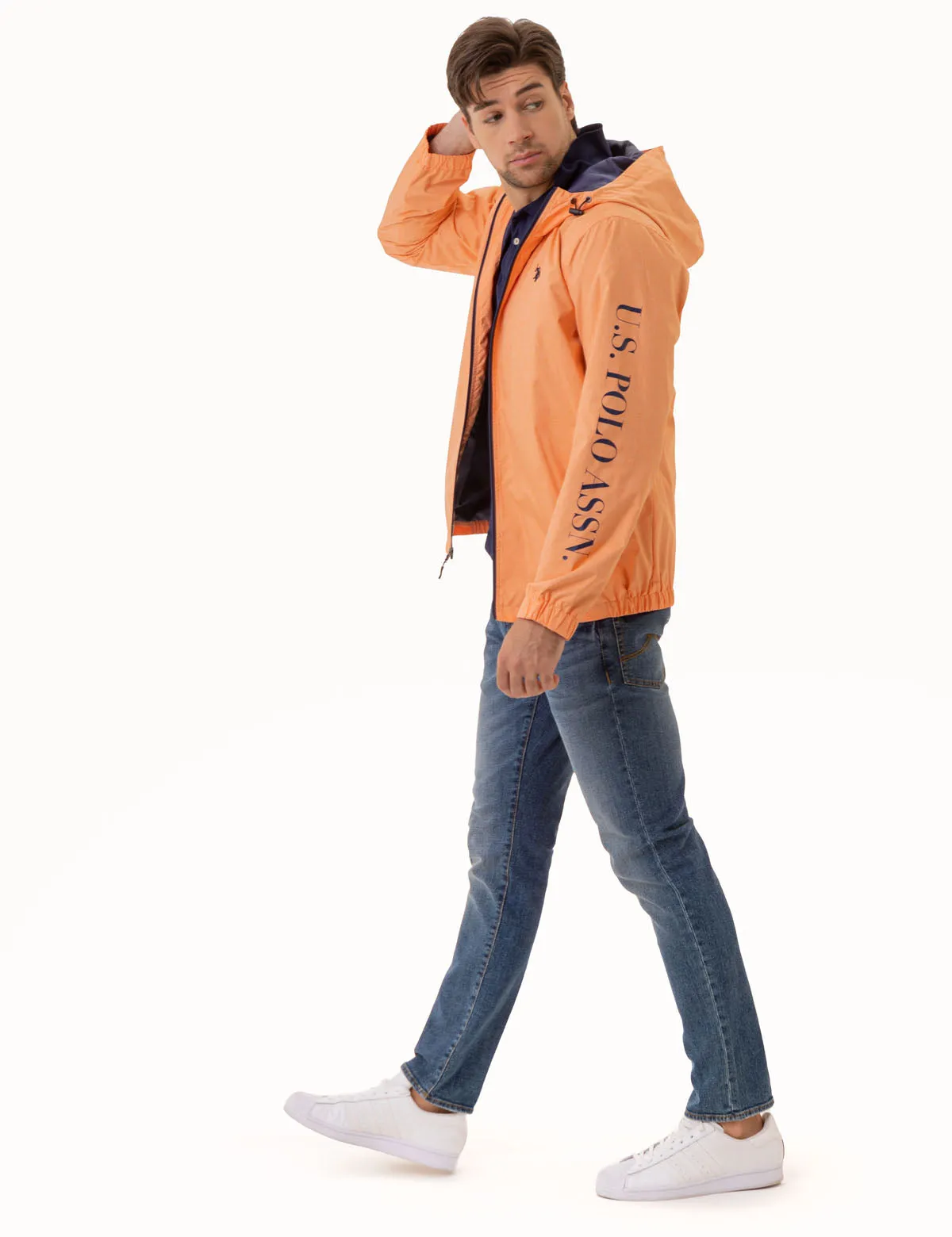 USPA HEATHERED HOODED WINDBREAKER