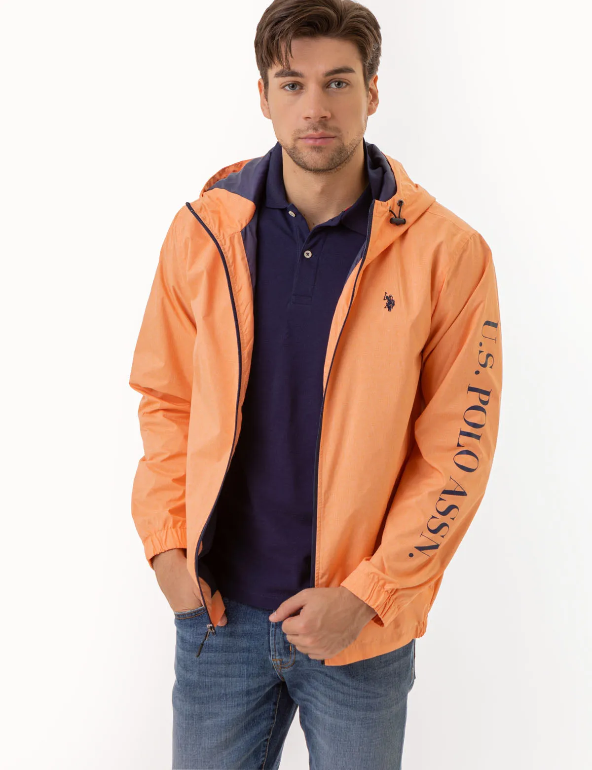 USPA HEATHERED HOODED WINDBREAKER