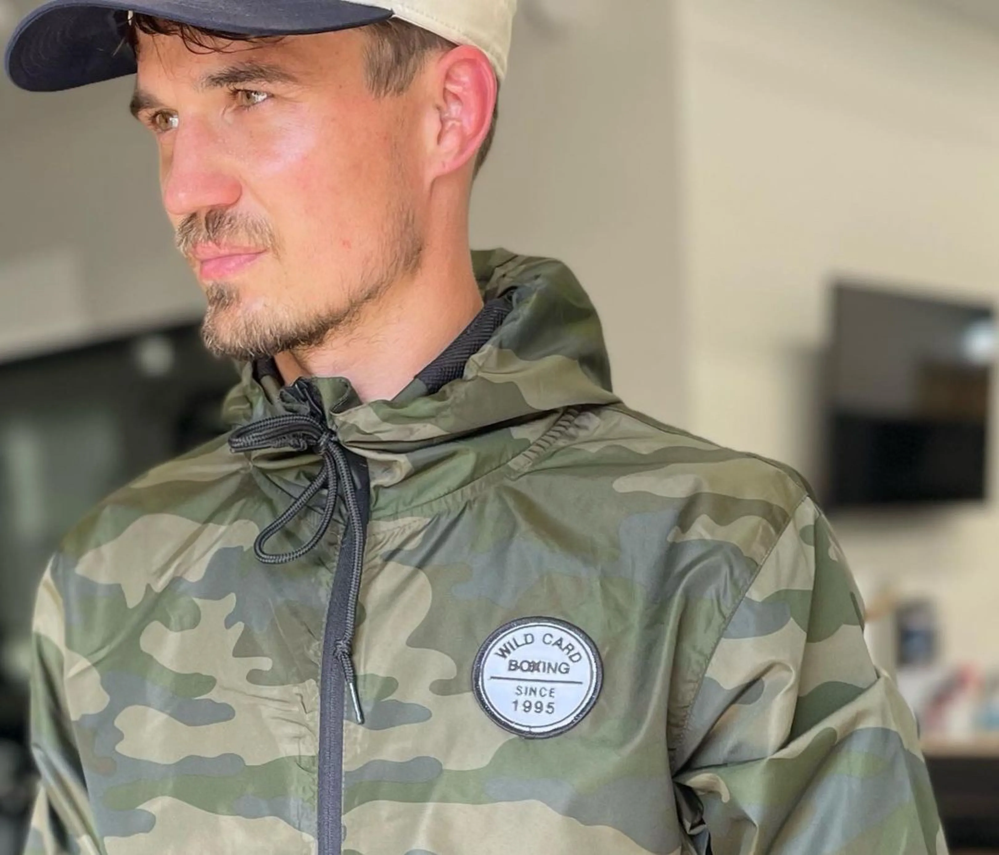 Wild Card Boxing Old School Logo Windbreaker - Green Camo