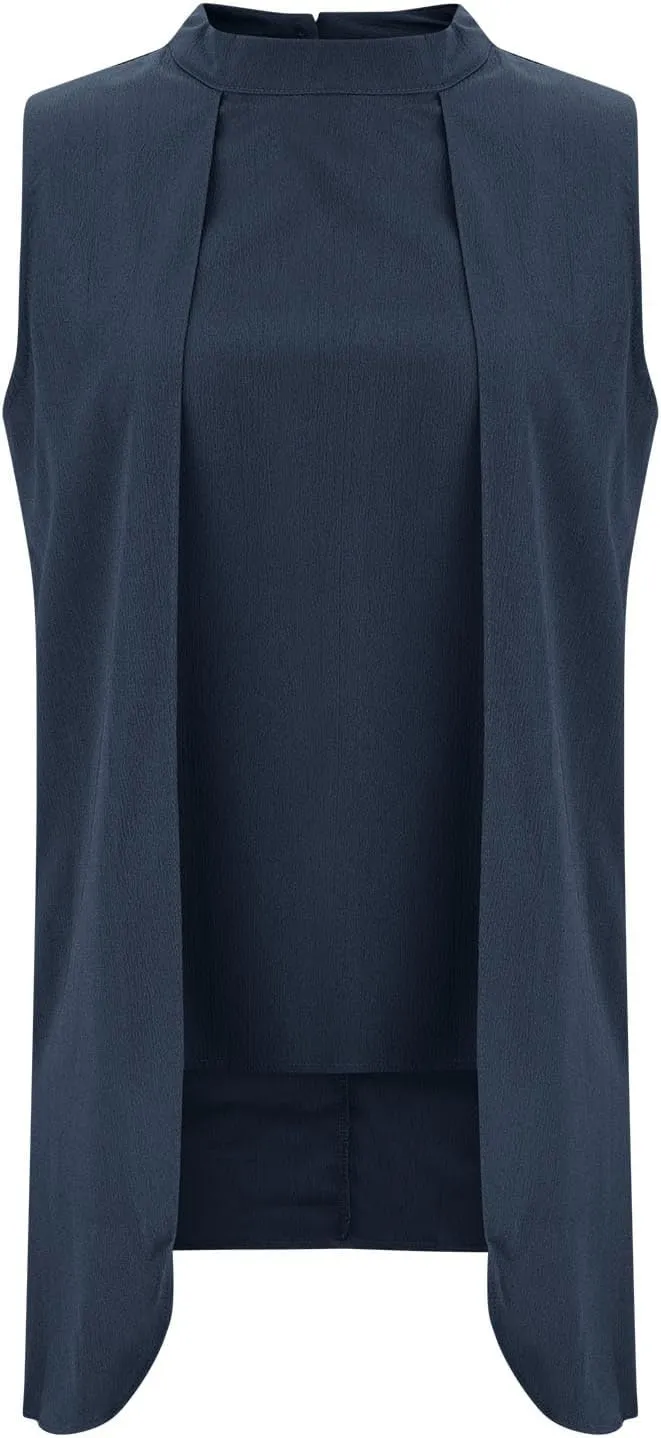Womens Asymmetric Tops Dressy Casual Sleeveless Mock Neck Tank Tops Loose Fit Solid Flowy Tunic Shirts Cute Work Tees